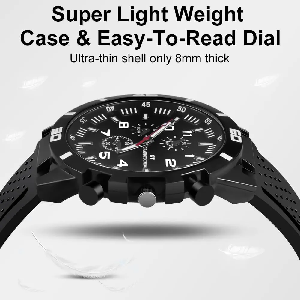 OFFCUP Orologio Uomo Analogico al Quarzo Cronografo con Cinturino in Silicone - immagine 4