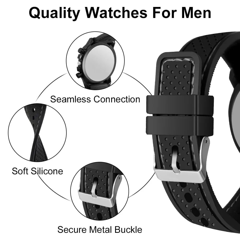OFFCUP Orologio Uomo Analogico al Quarzo Cronografo con Cinturino in Silicone - immagine 5