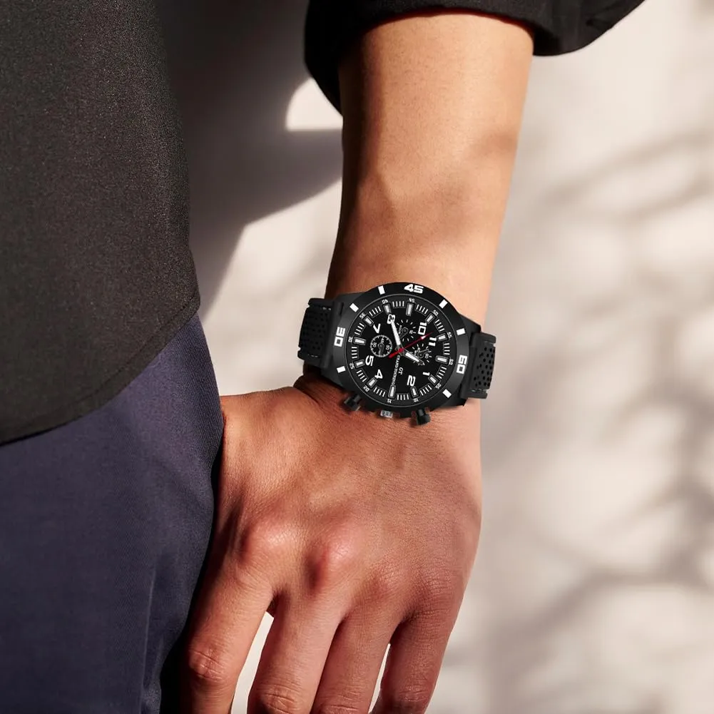 OFFCUP Orologio Uomo Analogico al Quarzo Cronografo con Cinturino in Silicone - immagine 7
