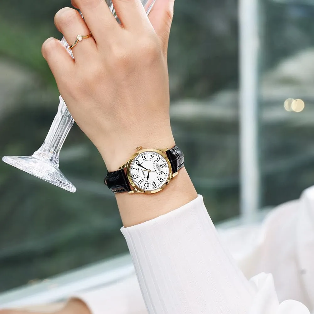 Szaikyri Orologio Classico da Donna con Numeri Arabi e Calendario (Black Gold) - immagine 2