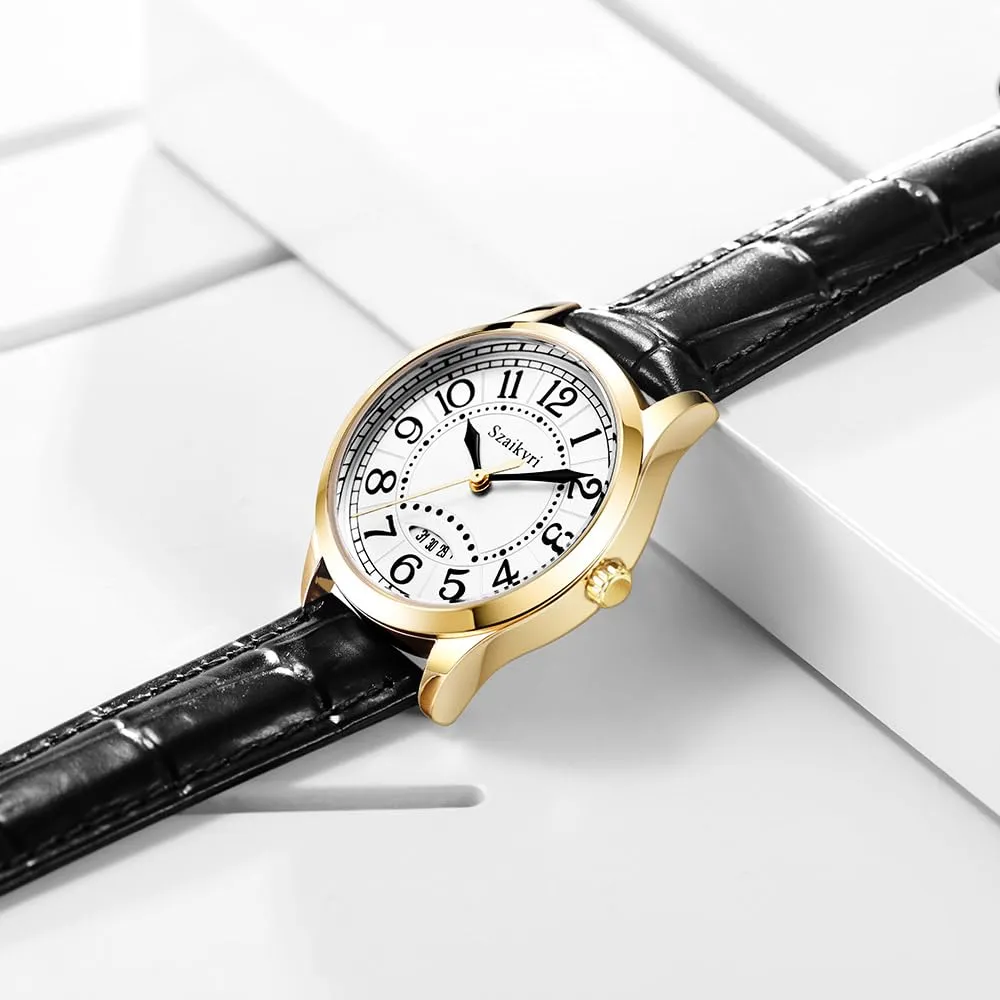 Szaikyri Orologio Classico da Donna con Numeri Arabi e Calendario (Black Gold) - immagine 5