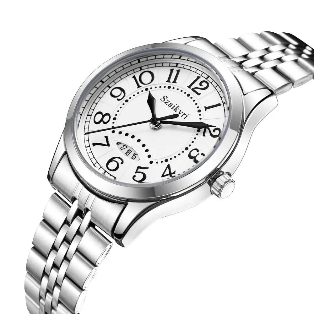 Szaikyri Orologio Classico da Donna con Numeri Arabi e Calendario (Silver Black) - immagine 7