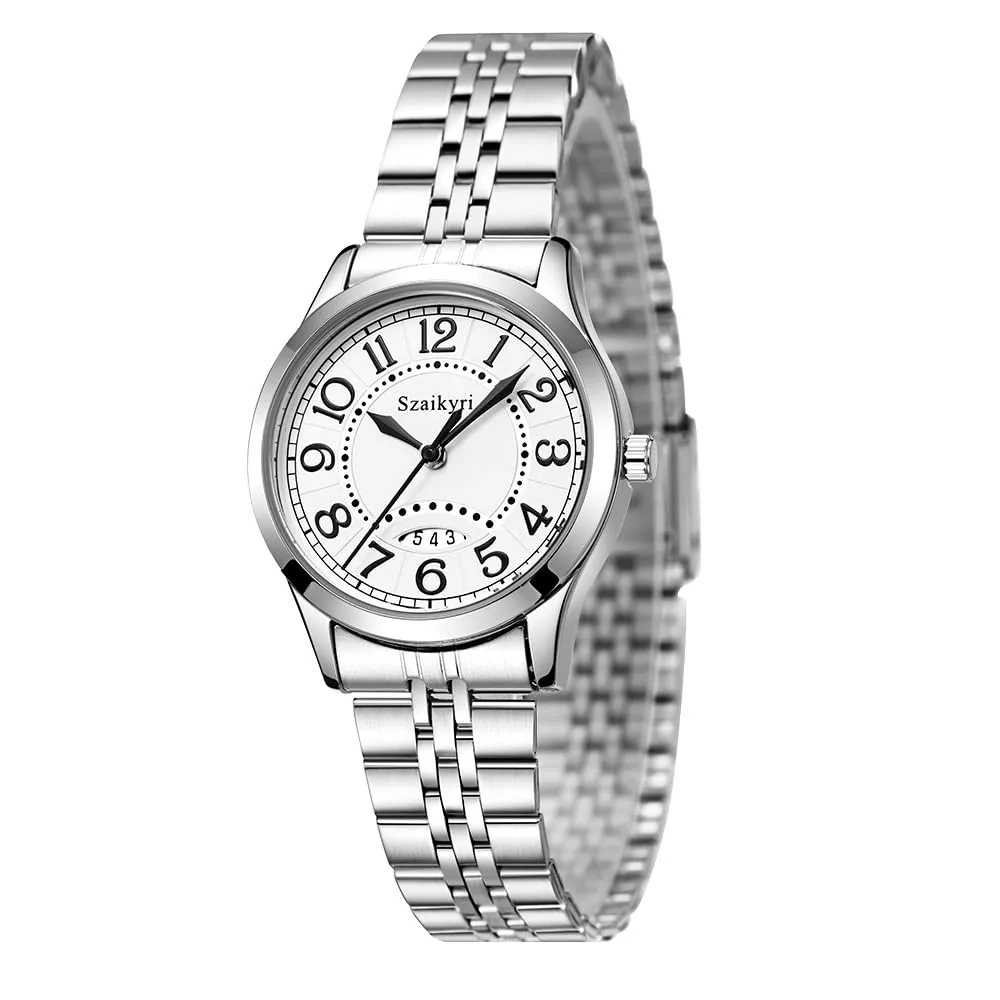 Szaikyri Orologio Classico da Donna con Numeri Arabi e Calendario (Silver Black) - immagine 9
