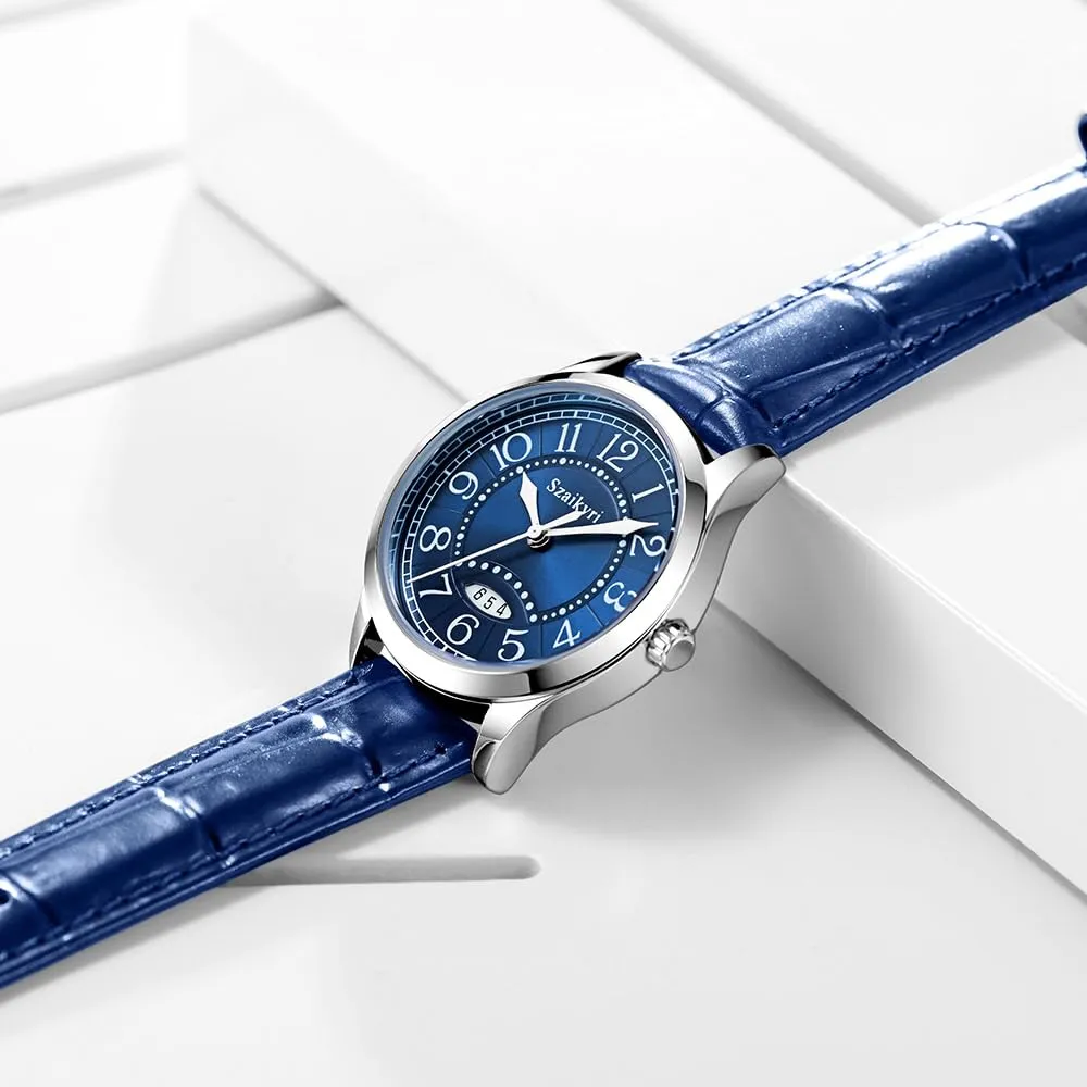 Szaikyri Orologio Classico da Donna con Numeri Arabi e Calendario, Blue - immagine 5