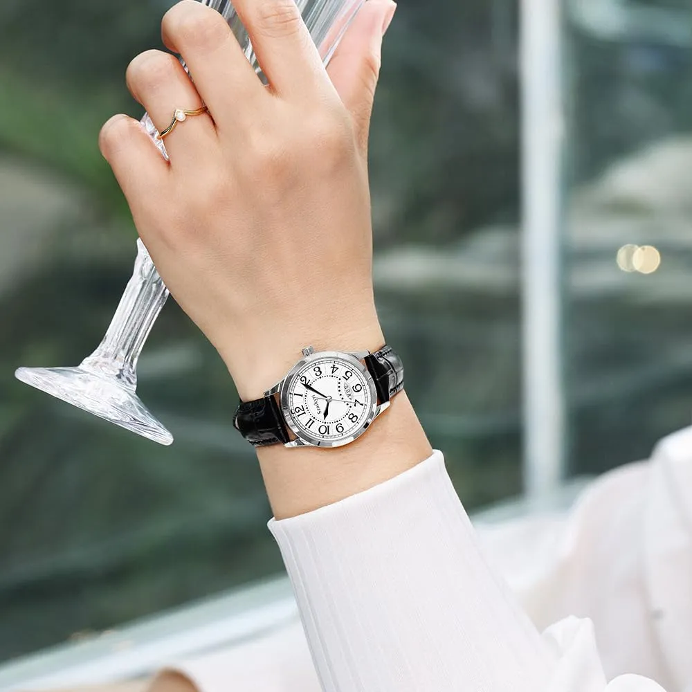 Szaikyri Orologio Classico da Donna con Numeri Arabi e Calendario (Black Silver) - immagine 2