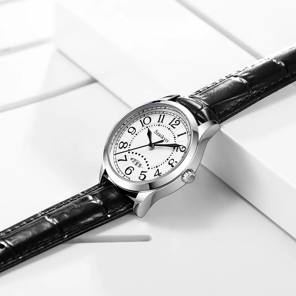 Szaikyri Orologio Classico da Donna con Numeri Arabi e Calendario (Black Silver) - immagine 5