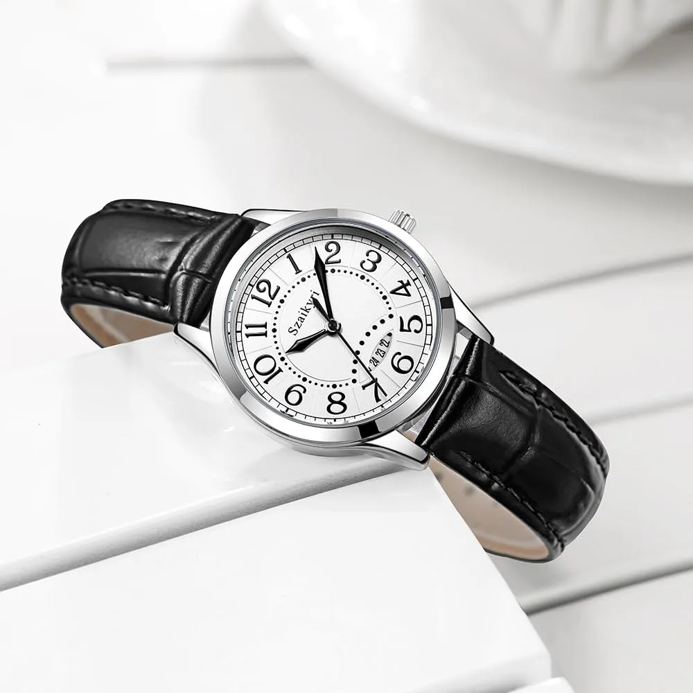 Szaikyri Orologio Classico da Donna con Numeri Arabi e Calendario (Black Silver) - immagine 7
