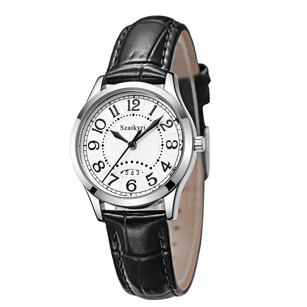 Szaikyri Orologio Classico da Donna con Numeri Arabi e Calendario (Black Silver) - immagine 8
