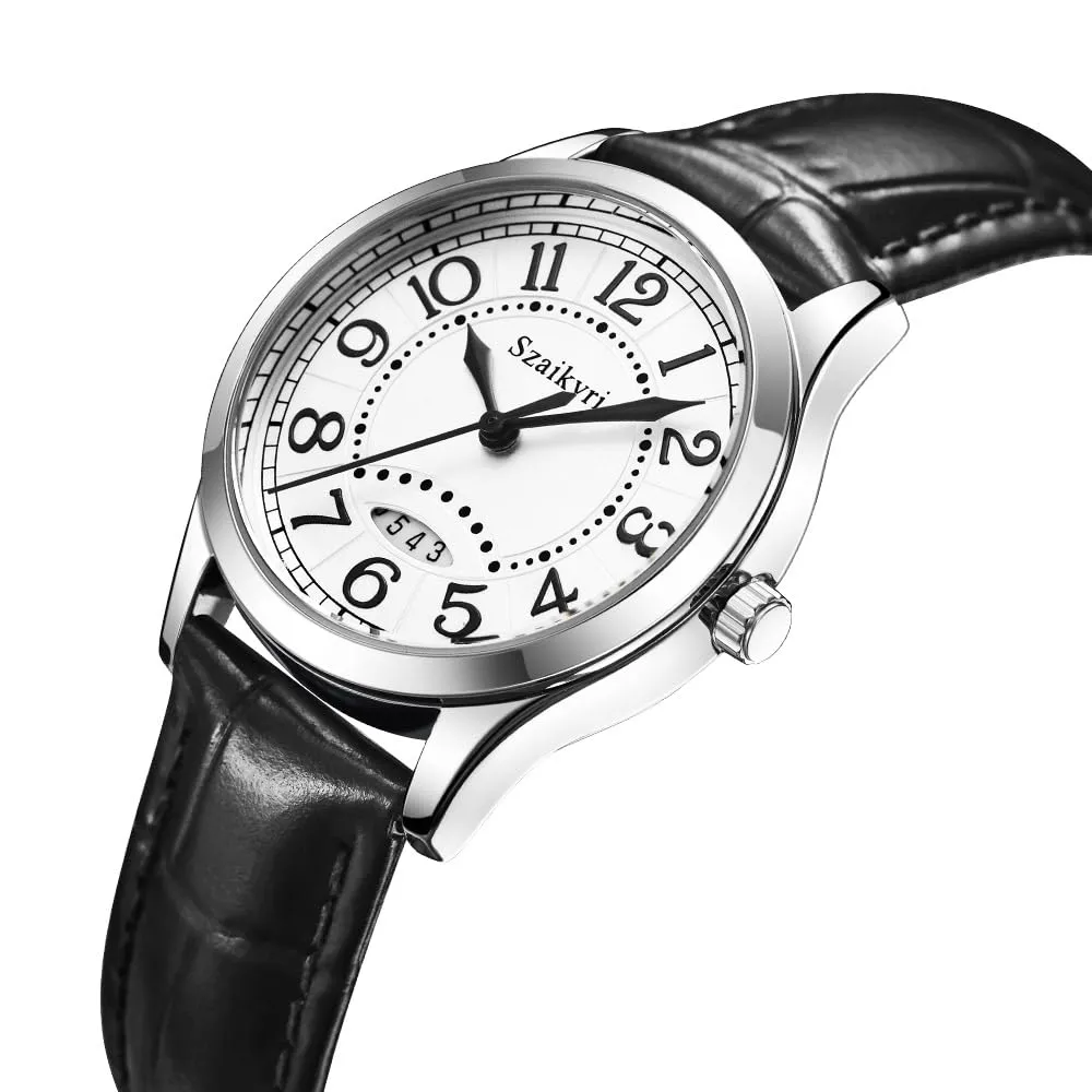 Szaikyri Orologio Classico da Donna con Numeri Arabi e Calendario (Black Silver) - immagine 9