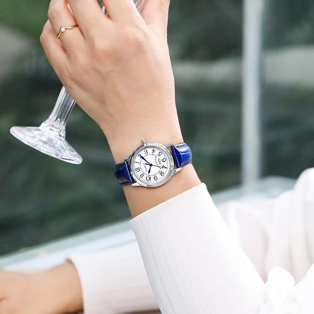 Szaikyri Orologio Classico da Donna con Numeri Arabi e Calendario (Blue Mix Silver) - immagine 8