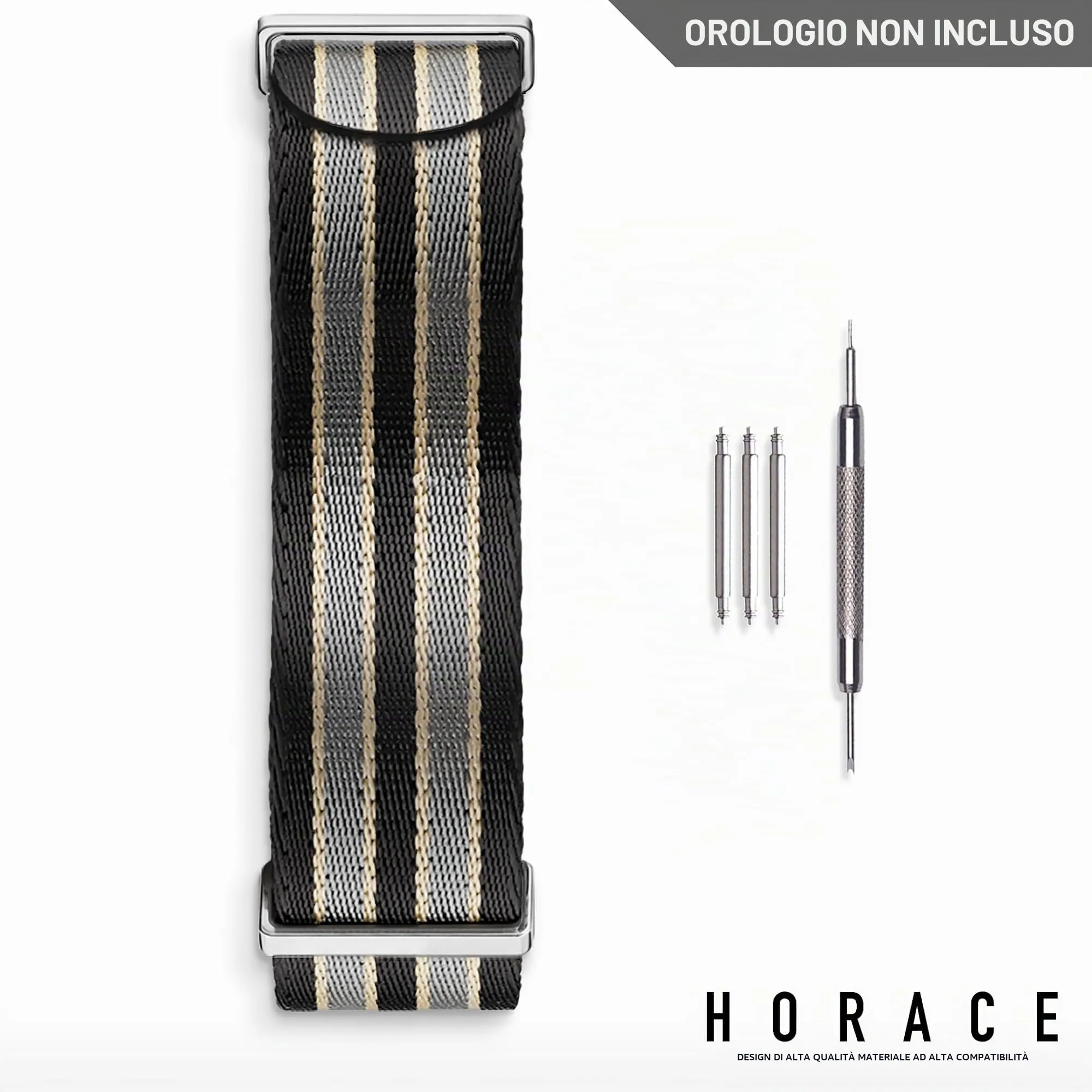 HORACE Cinturino Orologio NATO 20mm in Nylon - Compatibile con Omega x Swatch MoonSwatch (Bond 007 No Time To Die) - immagine 2