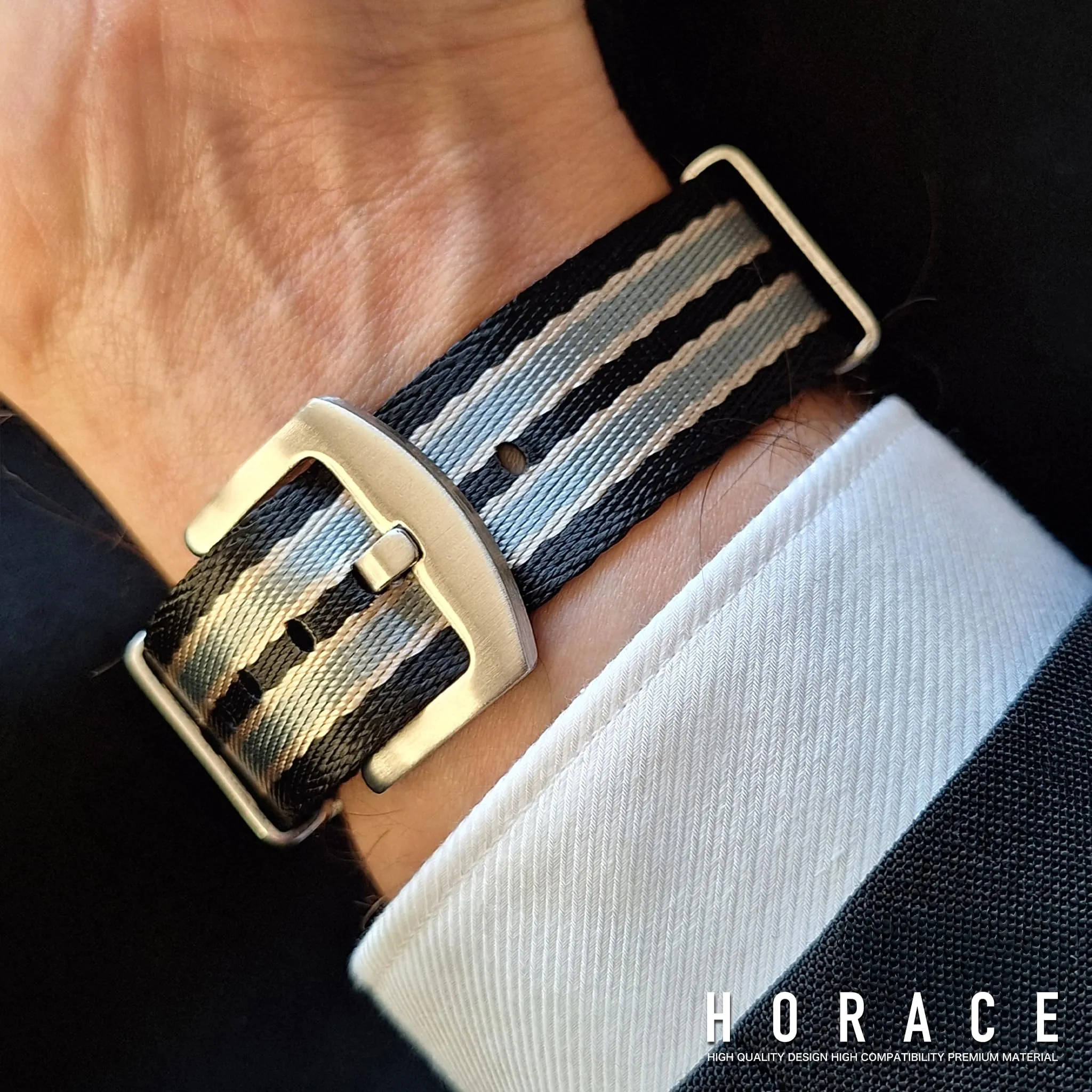 HORACE Cinturino Orologio NATO 20mm in Nylon - Compatibile con Omega x Swatch MoonSwatch (Bond 007 No Time To Die) - immagine 6
