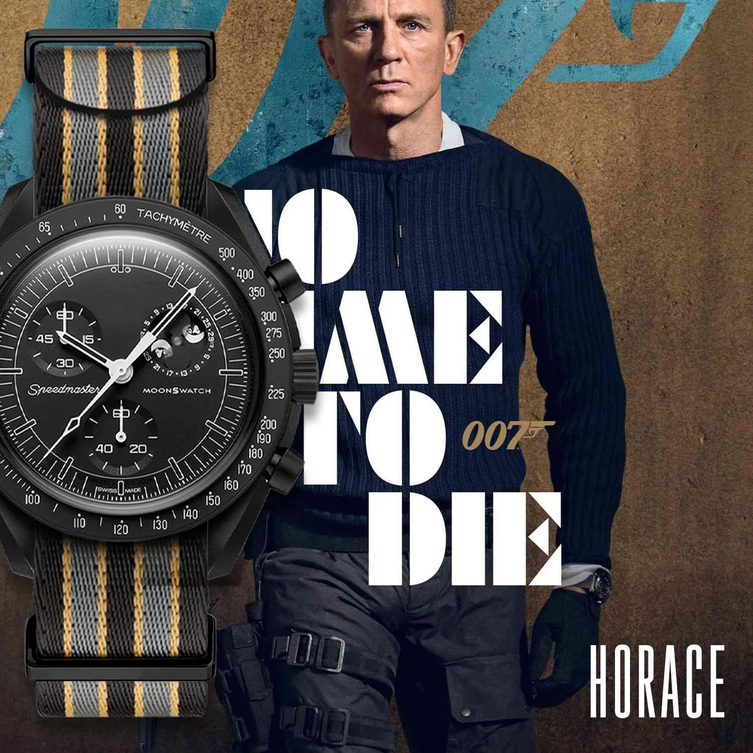 HORACE Cinturino Orologio NATO 20mm in Nylon - Compatibile con Omega x Swatch MoonSwatch (Bond 007 No Time To Die) - immagine 7