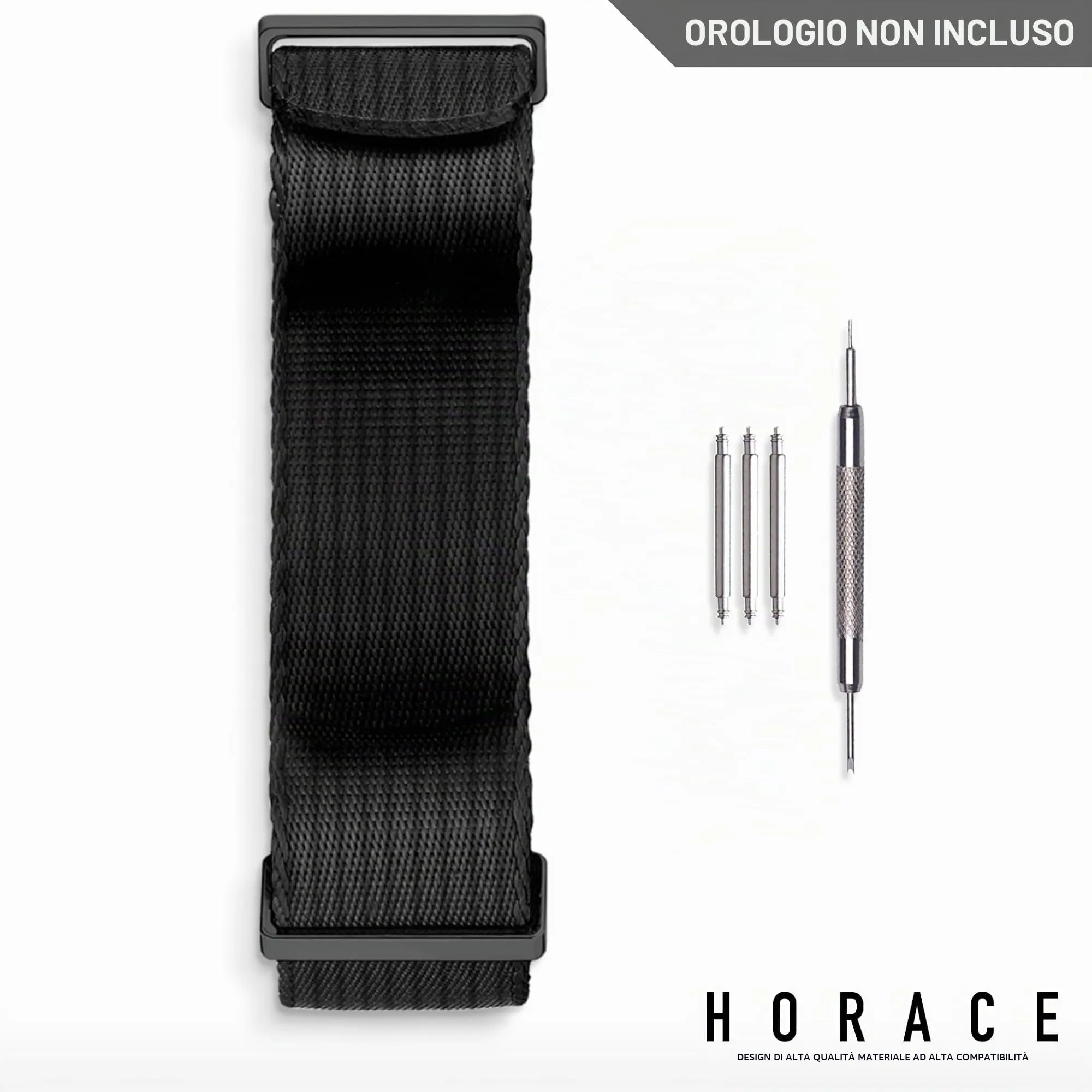 HORACE Cinturino Orologio NATO 20mm in Nylon Nero per Omega x Swatch MoonSwatch - immagine 2