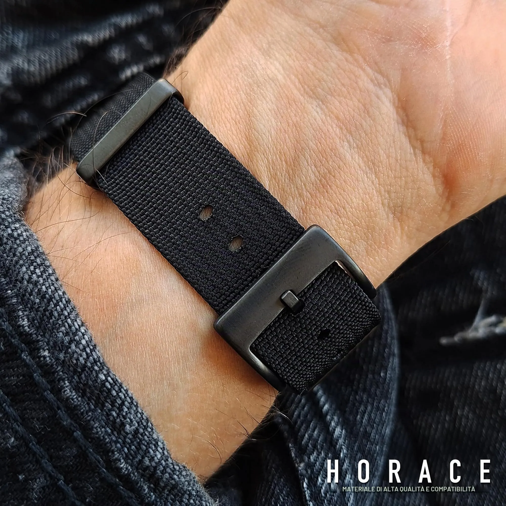 HORACE Cinturino Orologio NATO 20mm in Nylon Nero per Omega x Swatch MoonSwatch - immagine 6