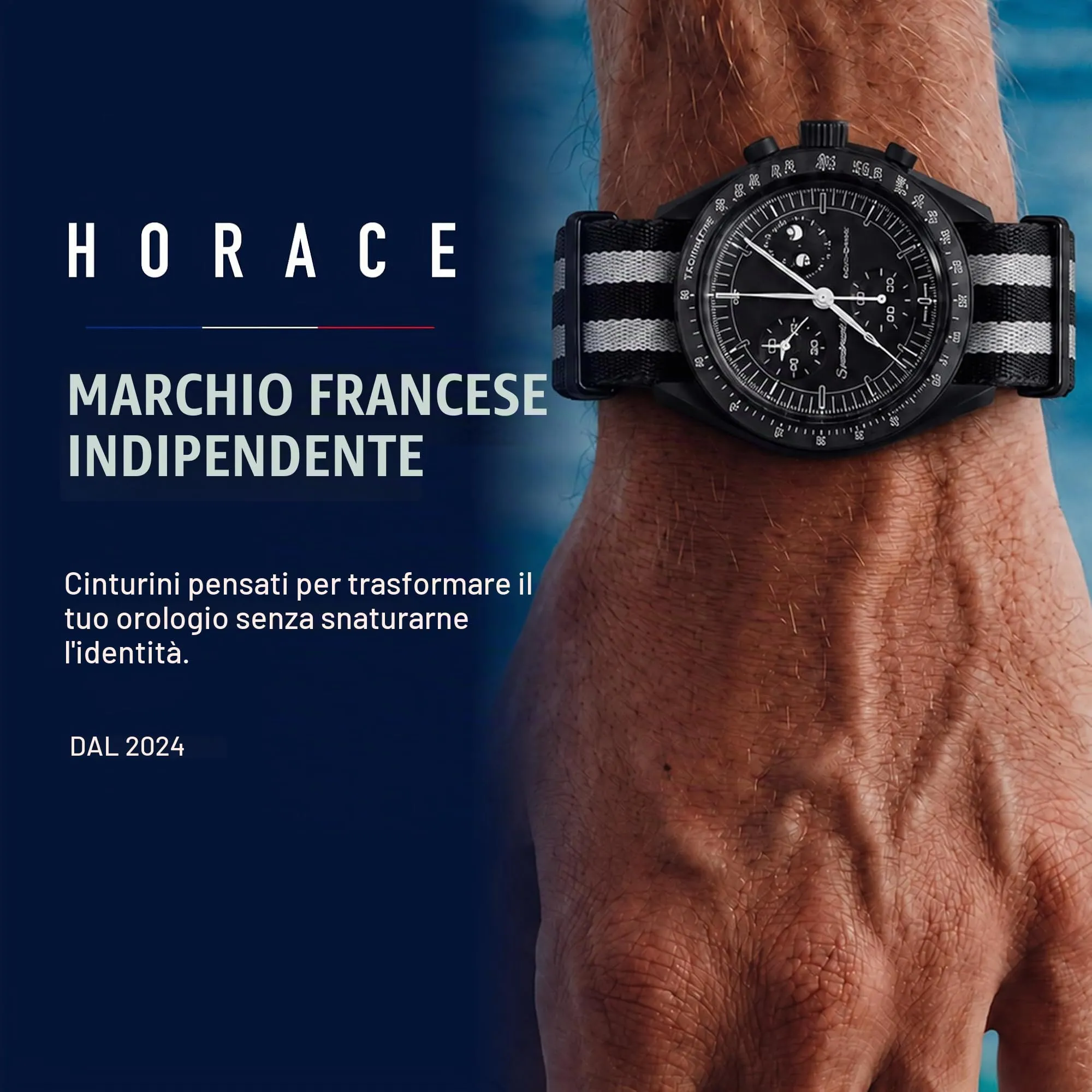 HORACE Cinturino Orologio NATO 20mm in Nylon (Cachi - Nero) compatibile con Omega x Swatch MoonSwatch - immagine 9