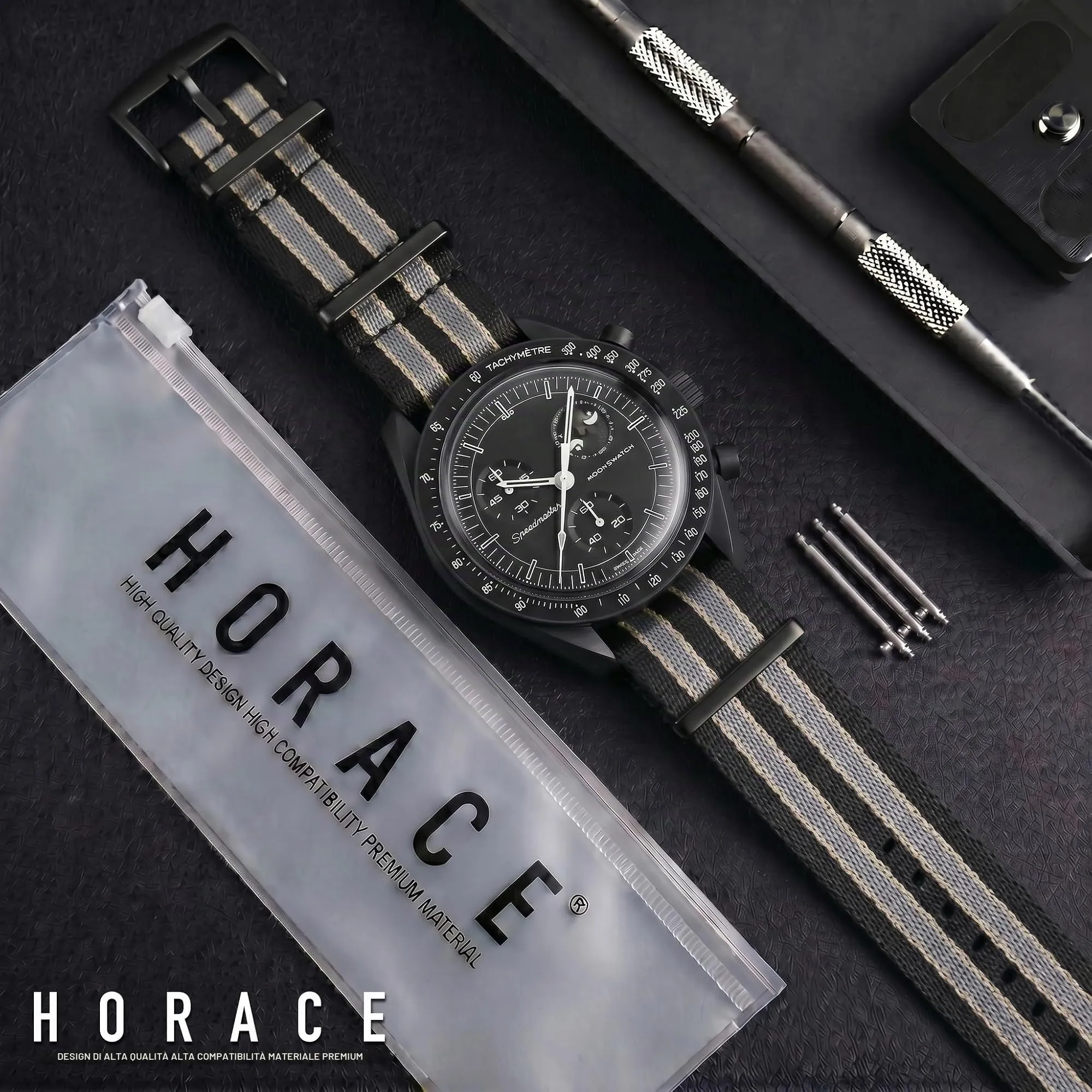 HORACE Cinturino Orologio NATO 20mm in Nylon - Bond 007 No Time To Die Nero - immagine 3