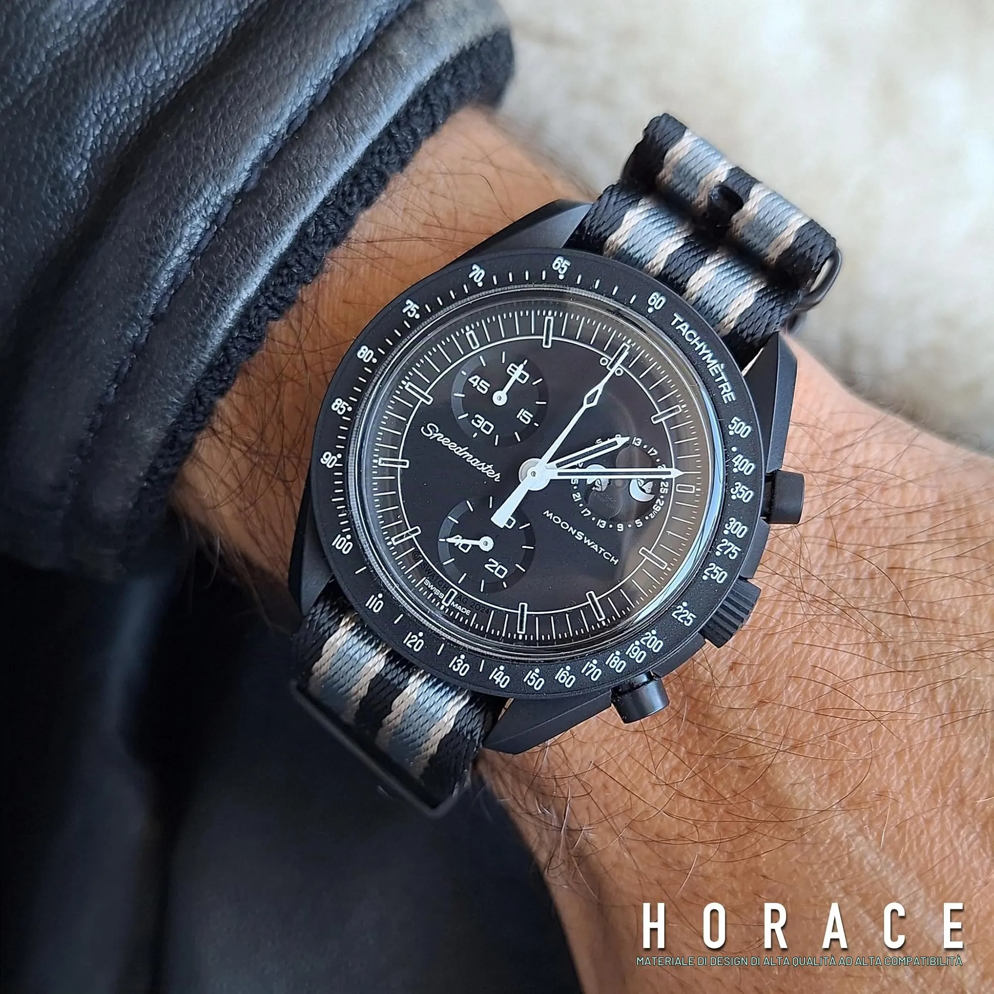 HORACE Cinturino Orologio NATO 20mm in Nylon - Bond 007 No Time To Die Nero - immagine 5