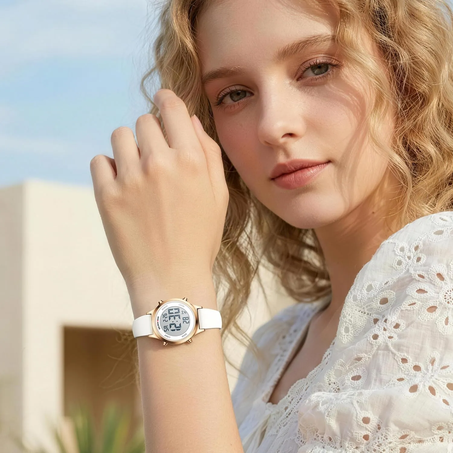 Golden Hour Orologio Digitale Donna GH1330 Sportivo Impermeabile 5 ATM Cinturino Silicone 12mm Movimento Giapponese Luce LED Sveglia Cronometro - immagine 7