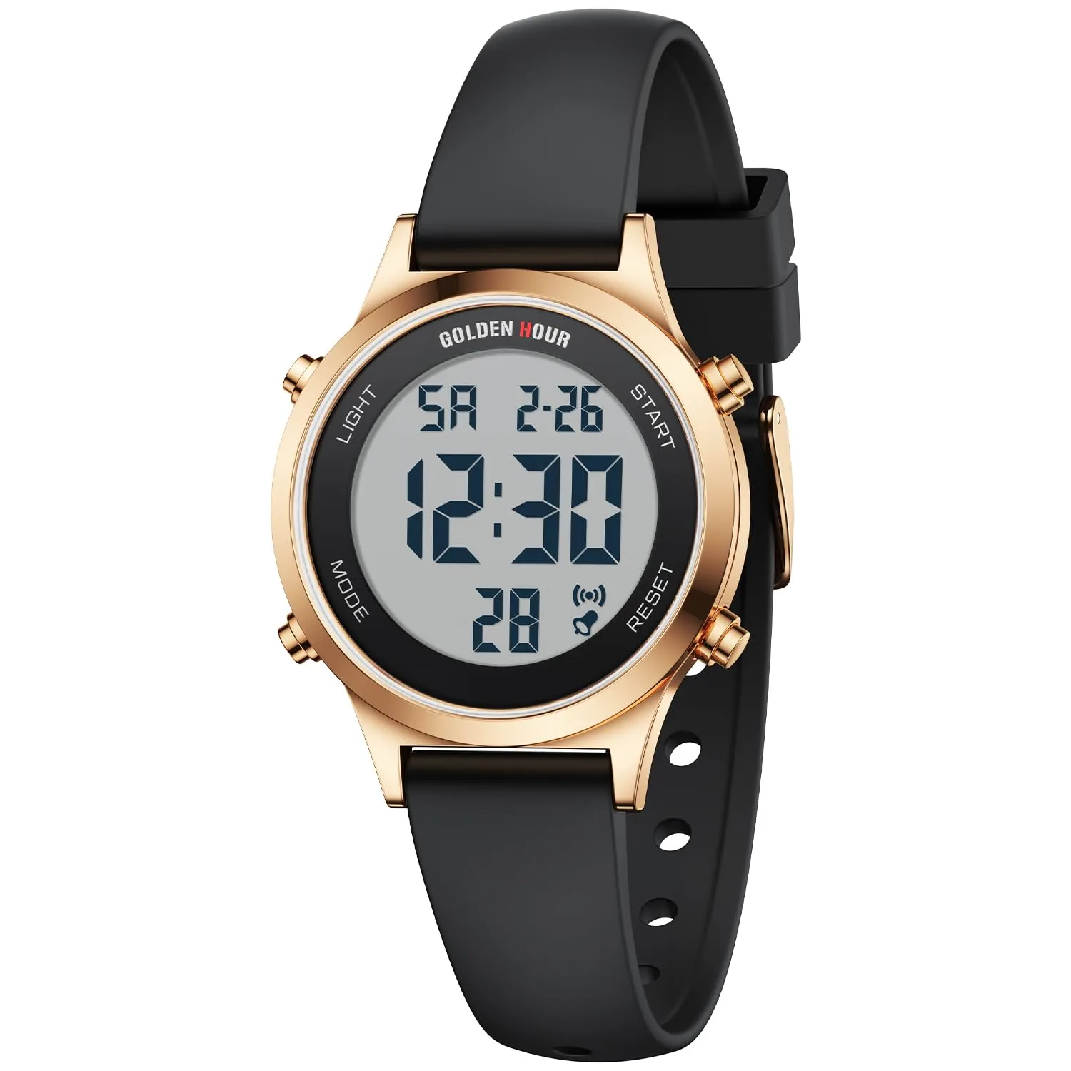 Golden Hour Orologio Digitale Donna Sportivo Impermeabile 5 ATM, Cinturino Silicone 12mm, Movimento Giapponese GH1330 - immagine 2