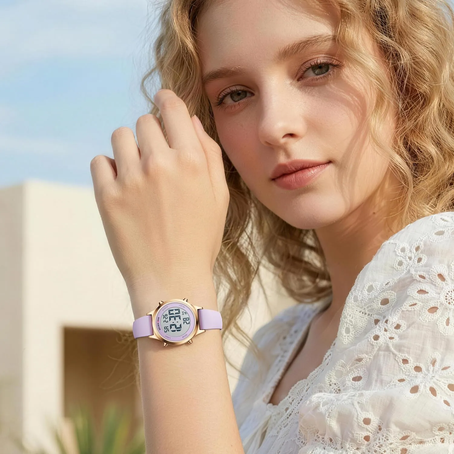 Golden Hour GH1330 Orologio Digitale Donna, Sportivo Impermeabile 5 ATM, Cinturino Silicone 12mm, Movimento Giapponese, Luce LED, Sveglia, Cronometro - immagine 7