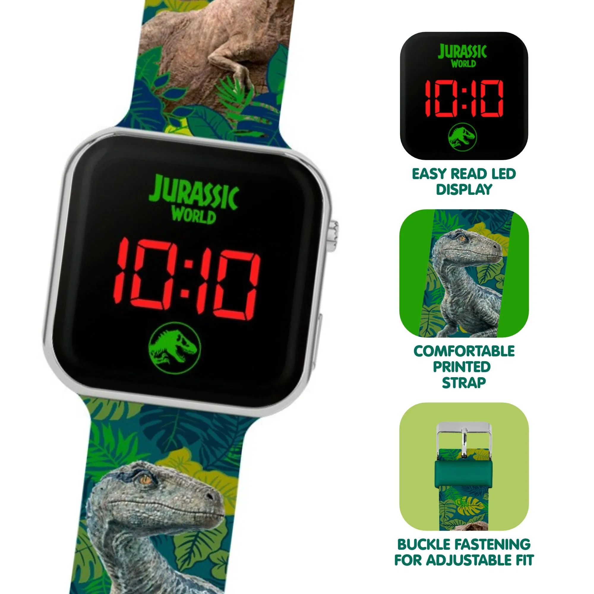 Jurassic World Orologio Digitale JRW4100, Stampa Verde - immagine 3