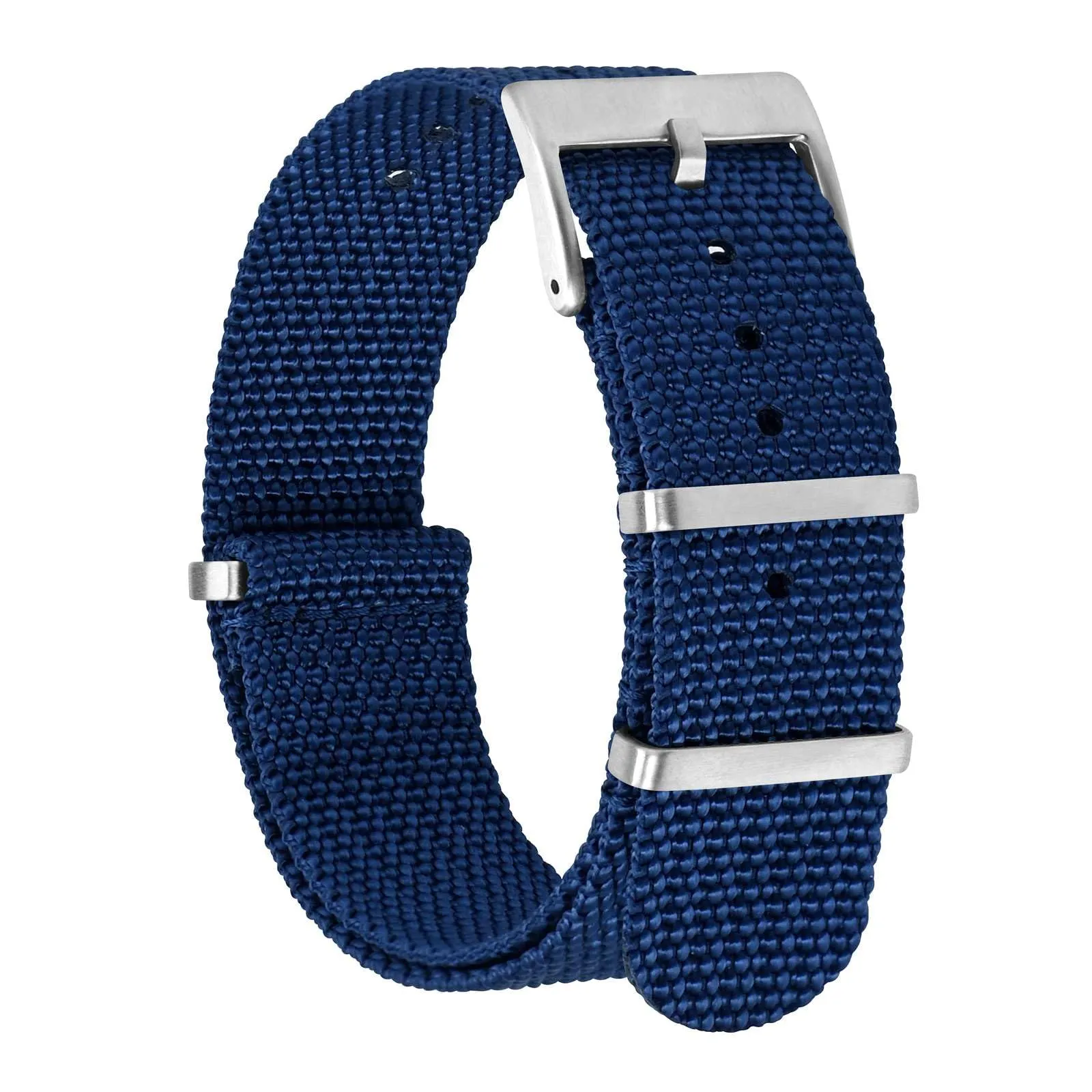 BISONSTRAP Cinturino in Nylon per Orologi da Uomo, 20mm, Blu (Fibbia Argento) - immagine 1
