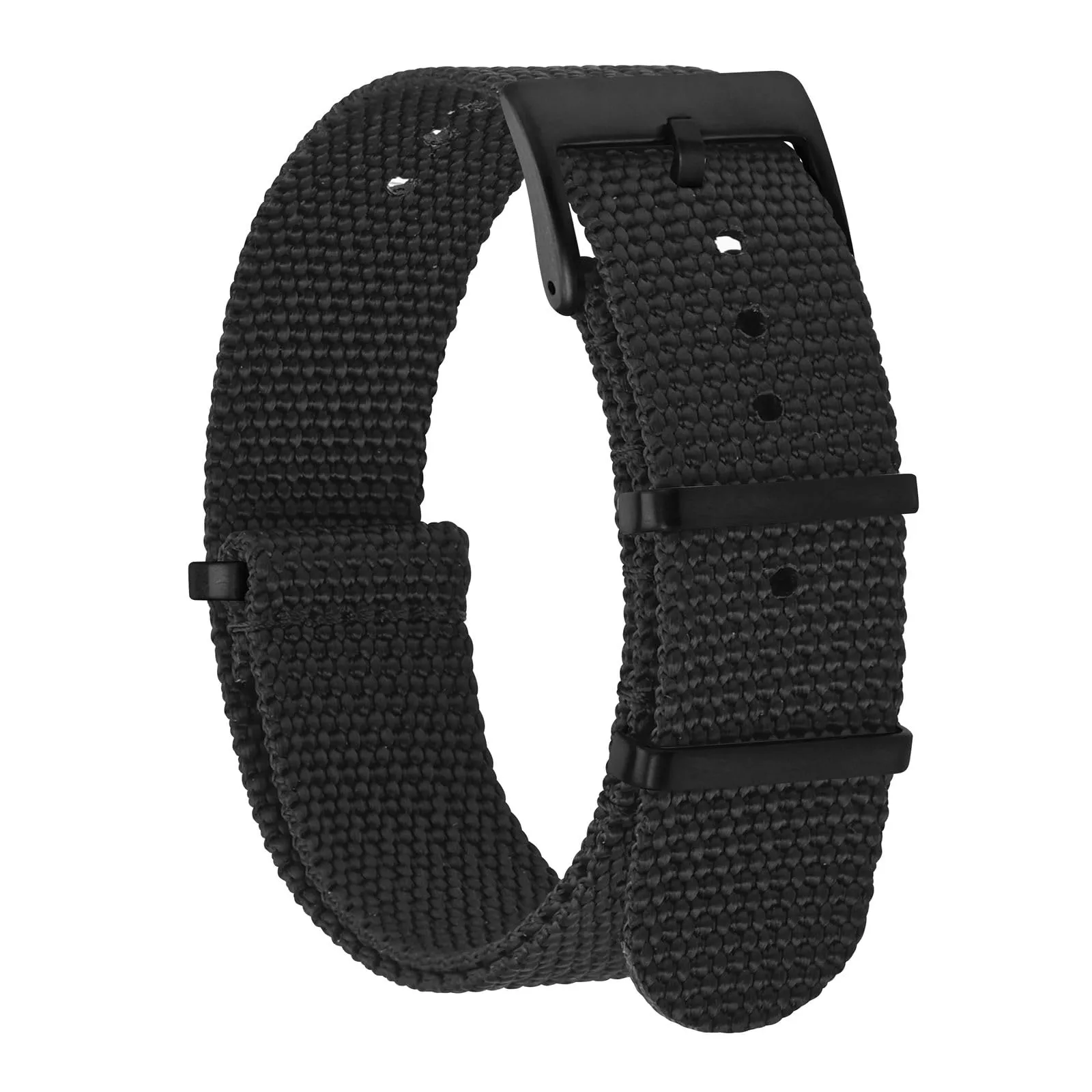 BISONSTRAP Cinturino per Orologi in Nylon da Uomo, 22mm, Nero (Fibbia Nera) - immagine 1