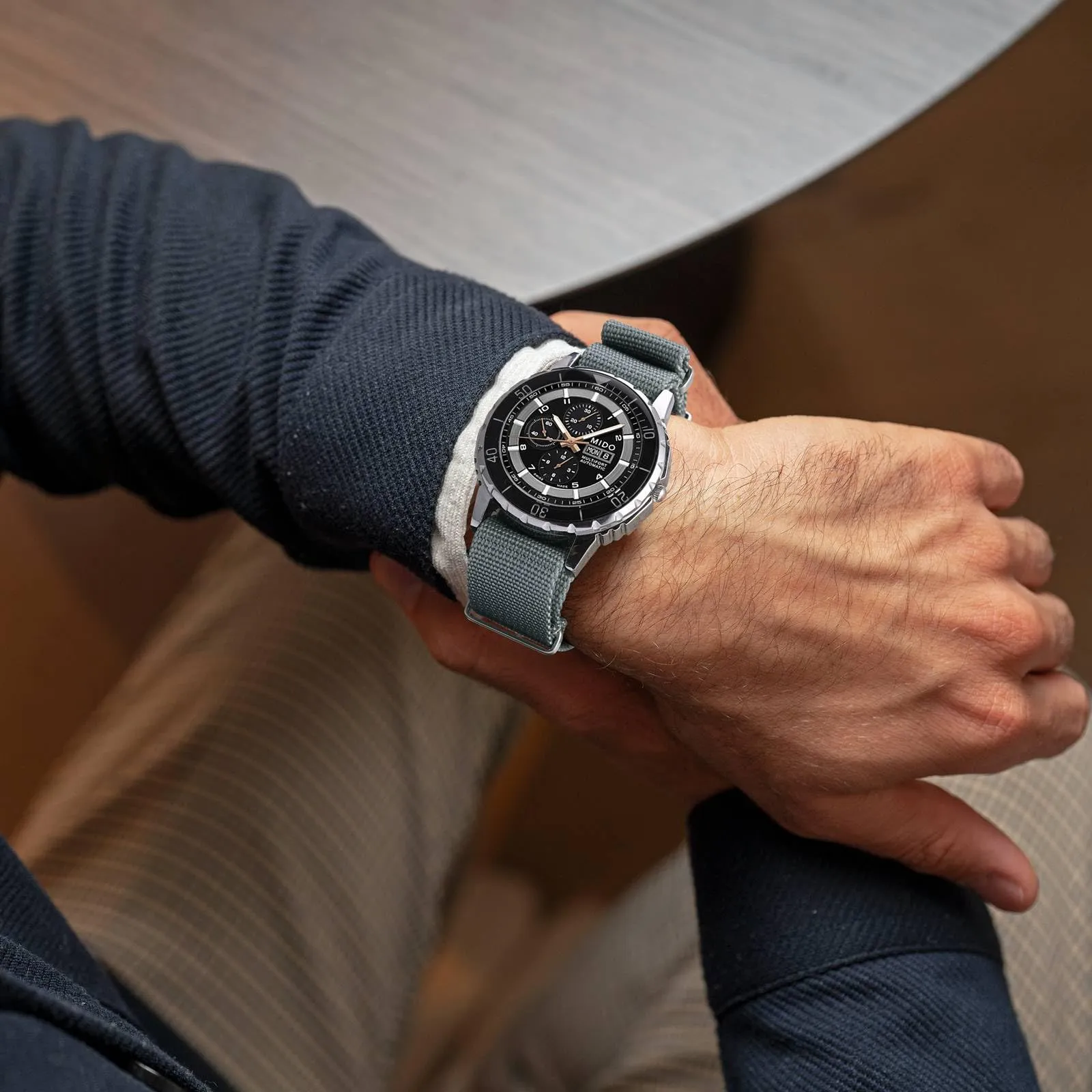 BISONSTRAP Cinturino per Orologi in Nylon da Uomo, 18mm, Grigio (Fibbia Argento) - immagine 6