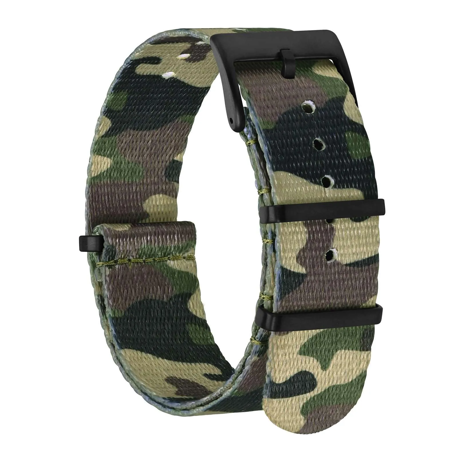 BISONSTRAP Cinturino Orologio in Nylon 22mm Verde Mimetico con Fibbia Nera - immagine 1