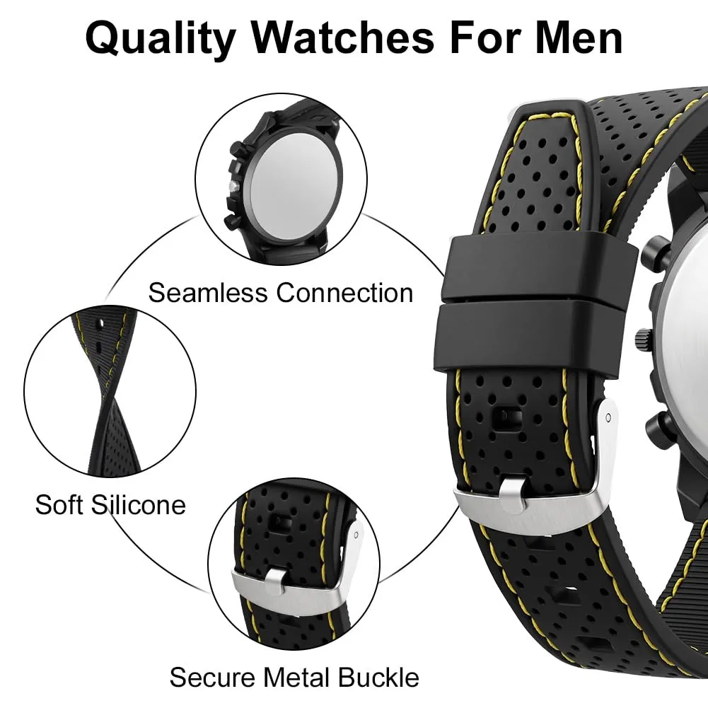 OFFCUP Orologio Uomo Analogico Quarzo Cronografo Giallo - immagine 5