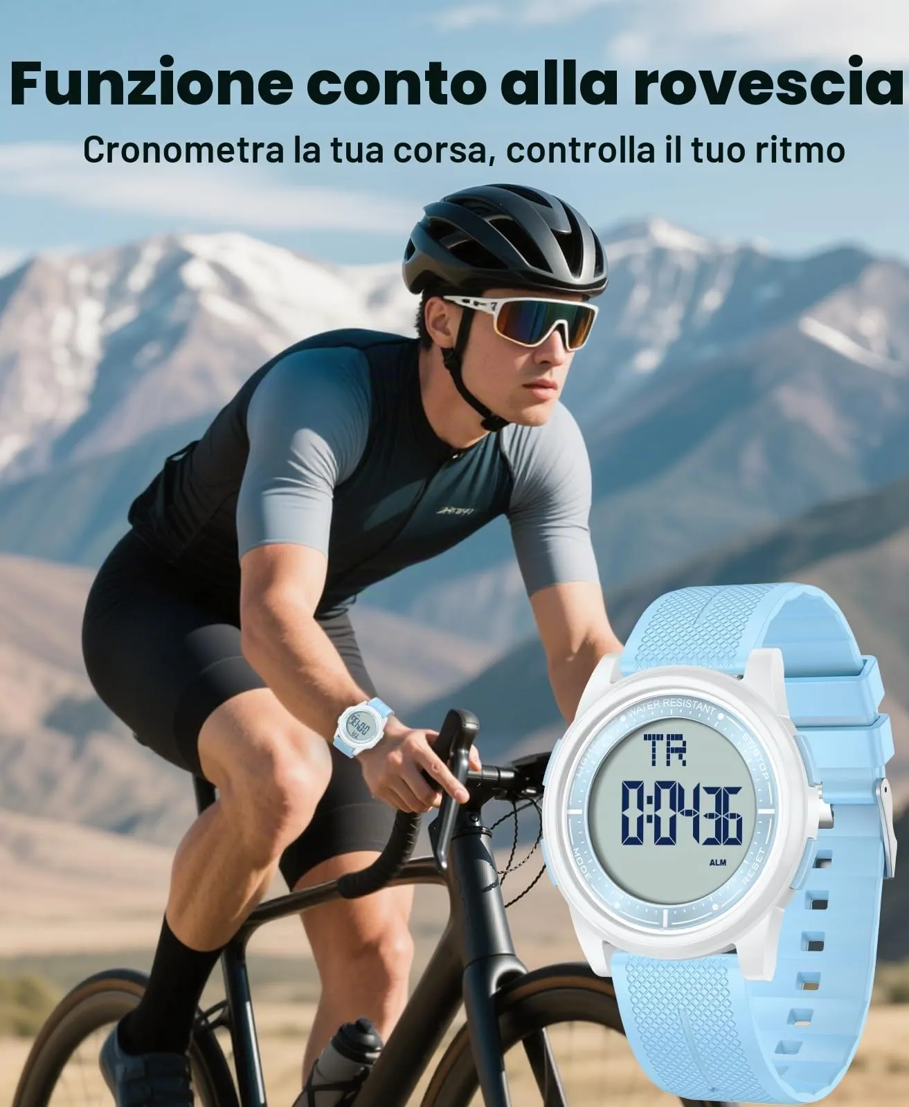 WIFORT Orologio Digitale Impermeabile AW02 con Cronometro, Allarme e Doppio Fuso Orario per Uomini e Donne - immagine 4