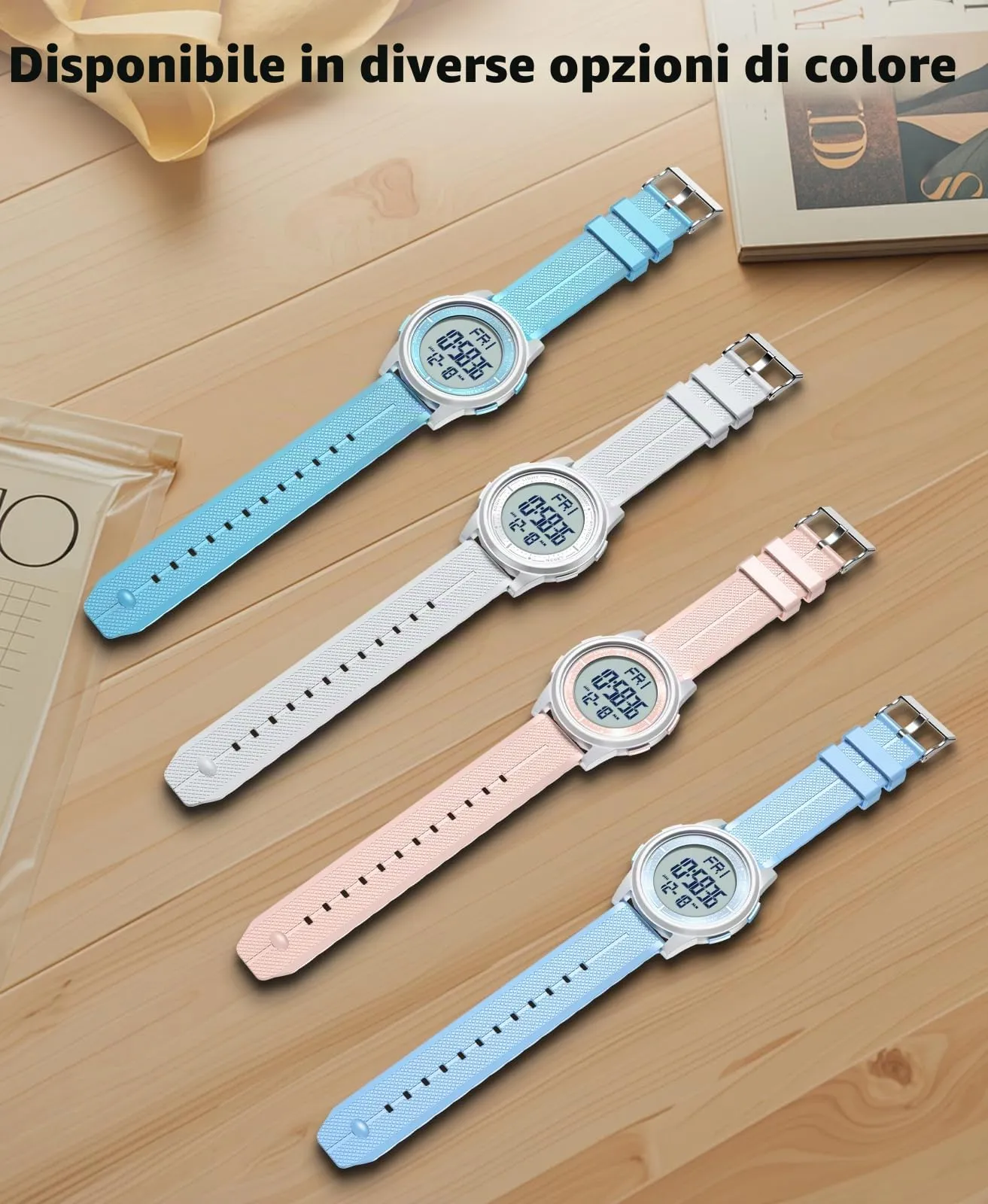 WIFORT Orologio Digitale Impermeabile AW02 con Cronometro, Allarme e Doppio Fuso Orario per Uomini e Donne - immagine 8