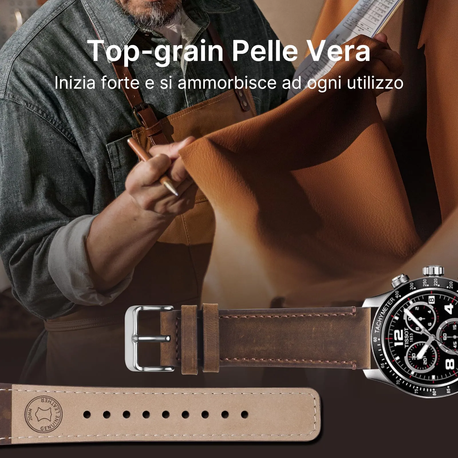 Fullmosa Cinturino in Pelle 20mm con Sgancio Rapido per Orologio e Smartwatch - immagine 3