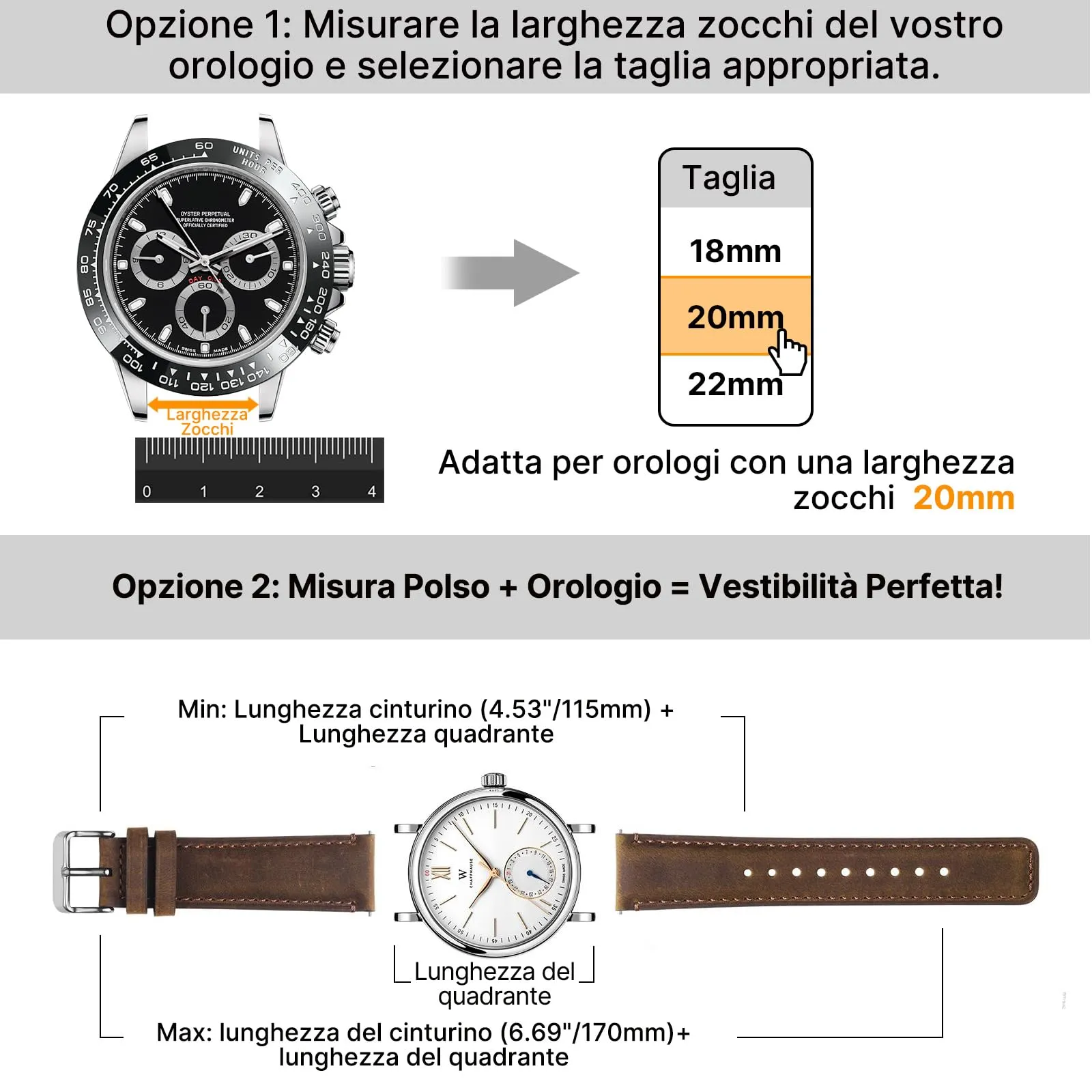 Fullmosa Cinturino in Pelle 20mm con Sgancio Rapido per Orologio e Smartwatch - immagine 4