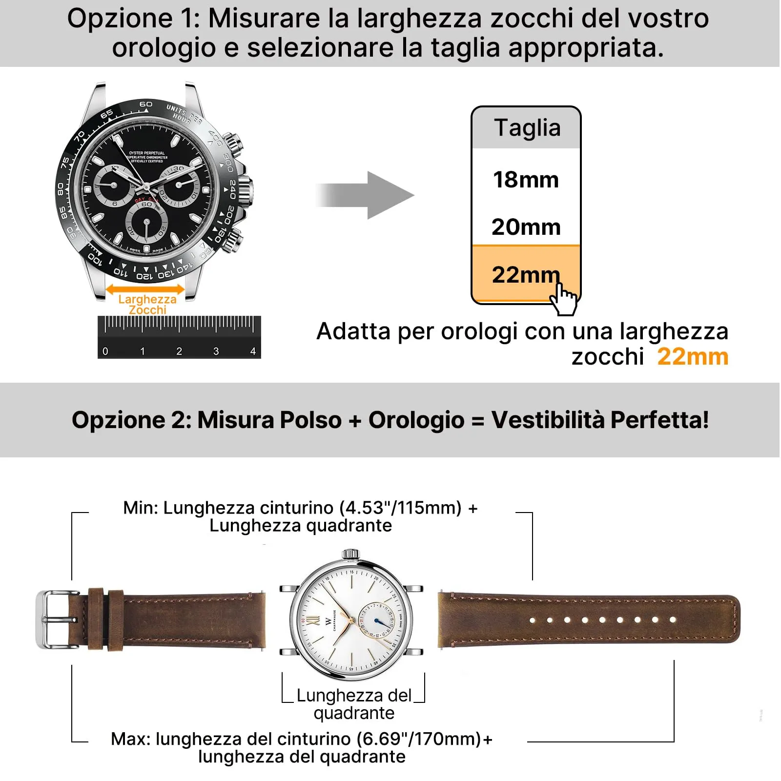 Fullmosa Cinturino in Pelle per Orologio 22mm Sgancio Rapido - immagine 4