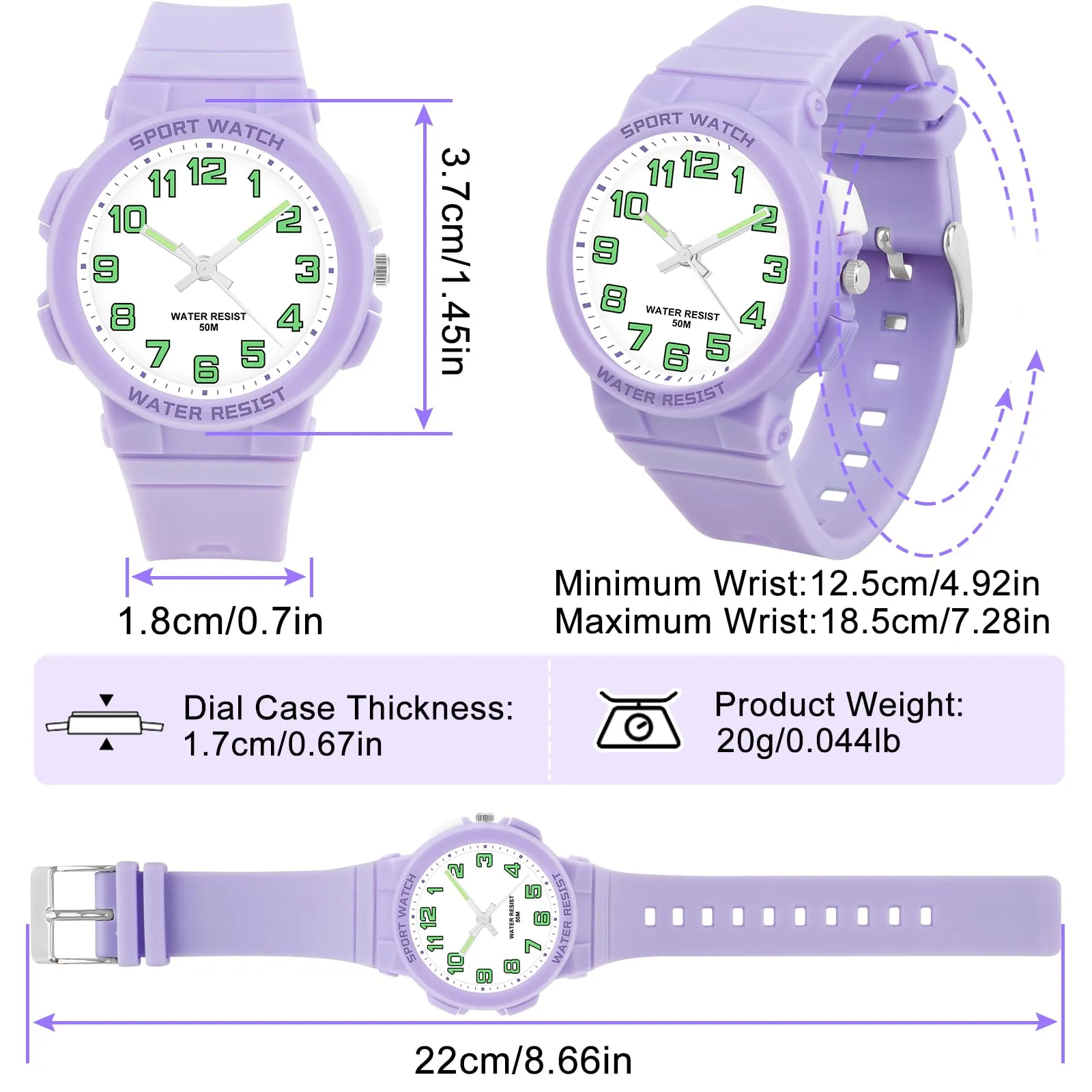 Juboos Orologio Analogico Quarzo Impermeabile 50M con Luce per Bambini e Ragazzi 7-15 Anni - immagine 2