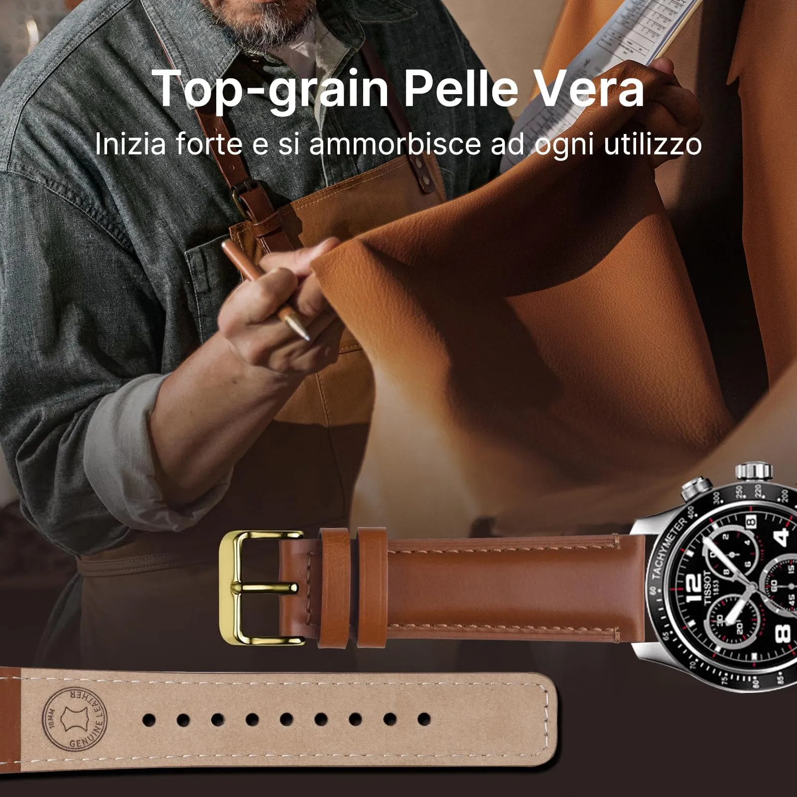 Fullmosa Cinturino in Pelle 20mm con Sgancio Rapido per Orologio e Smartwatch - immagine 3