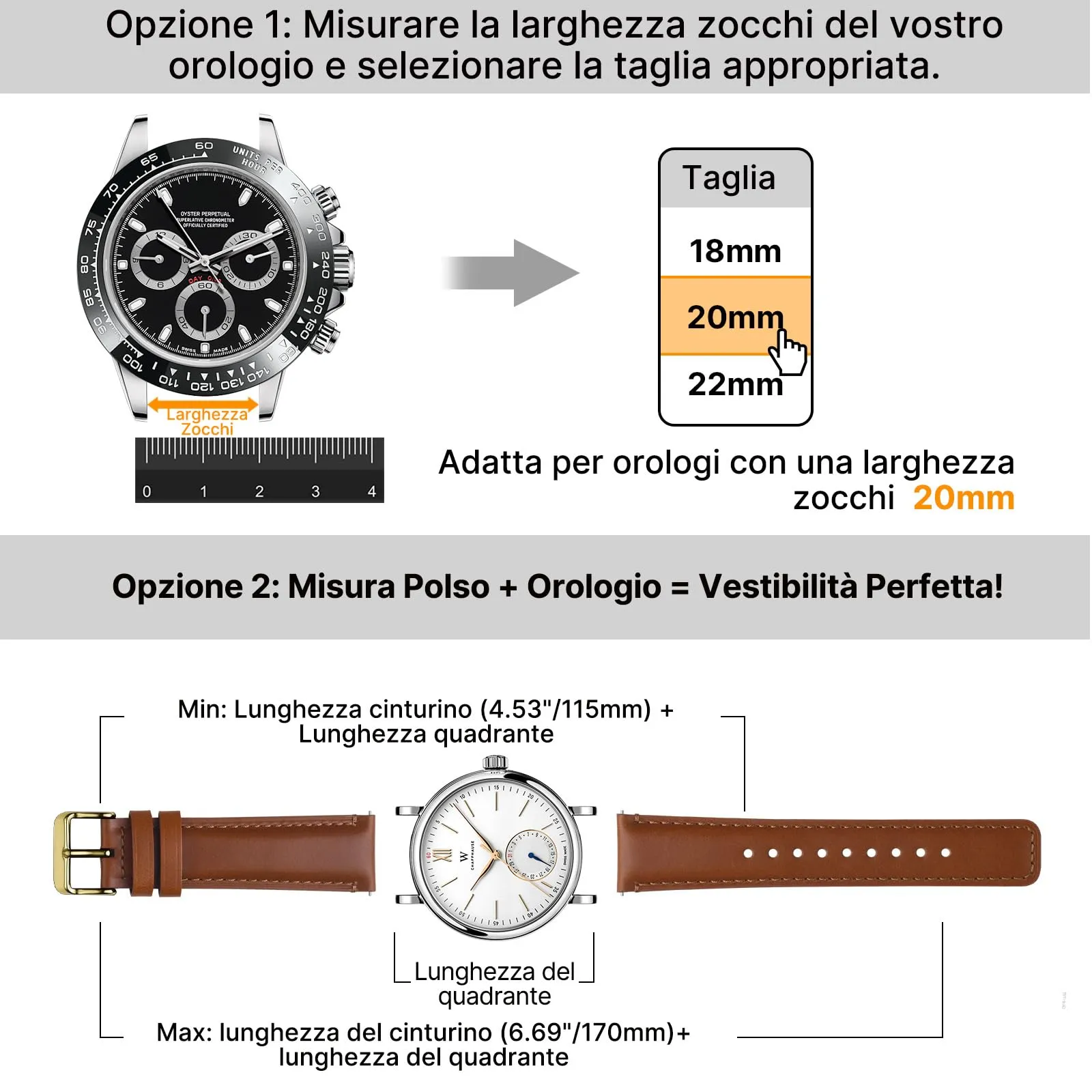 Fullmosa Cinturino in Pelle 20mm con Sgancio Rapido per Orologio e Smartwatch - immagine 4