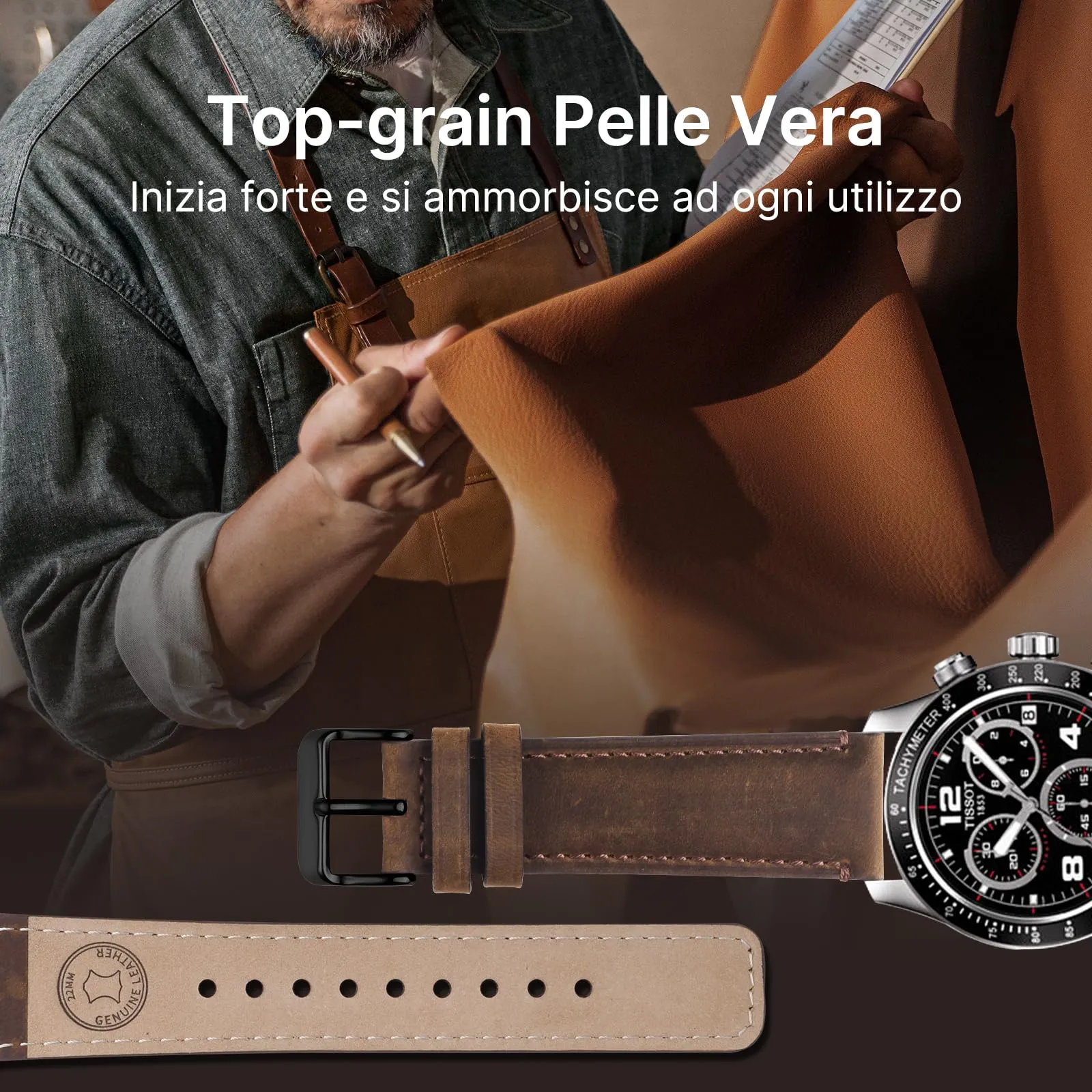 Fullmosa Cinturino in Pelle 24mm per Orologio e Smartwatch, Sgancio Rapido - immagine 3