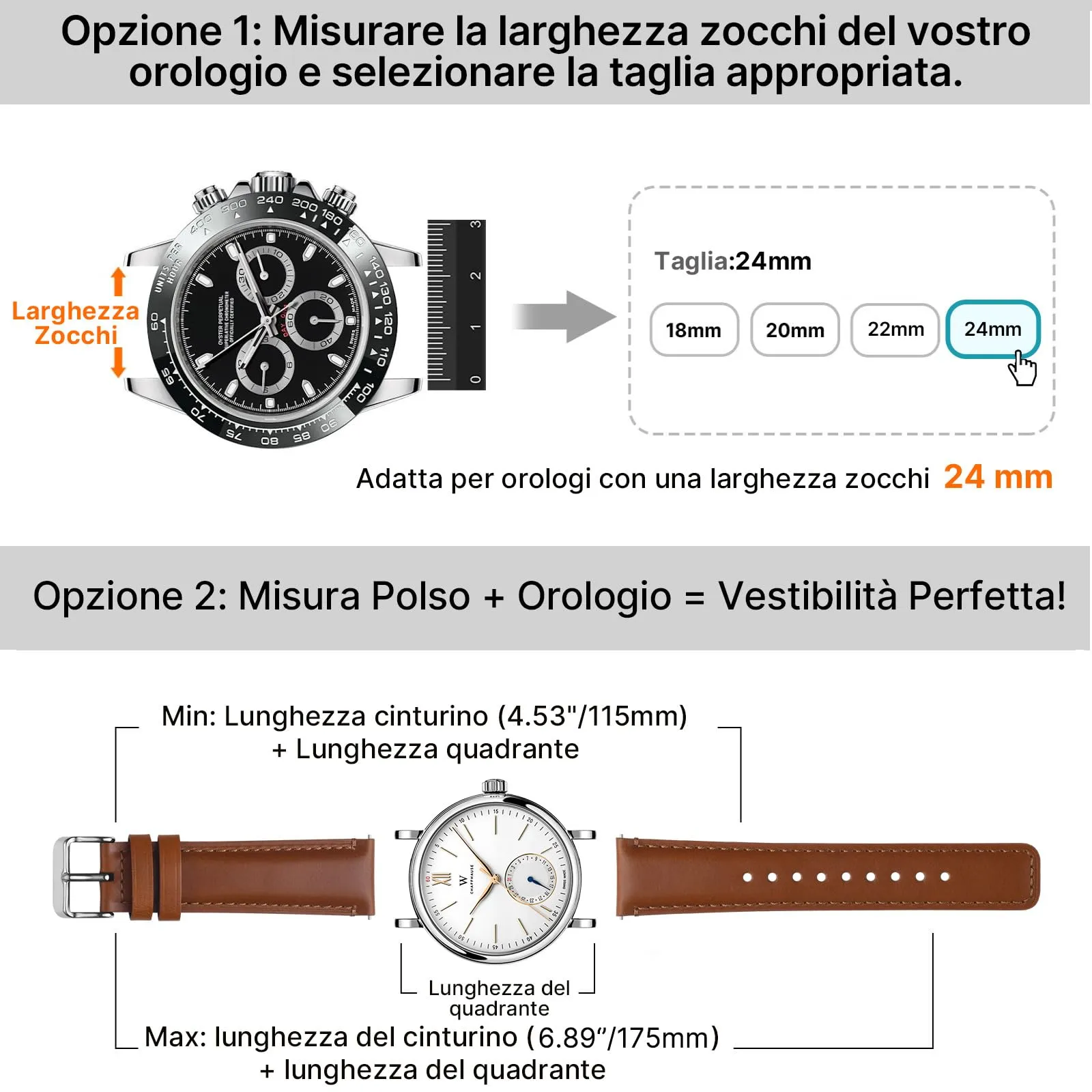Fullmosa Cinturino in Pelle 24mm con Sgancio Rapido per Orologio e Smartwatch - immagine 4