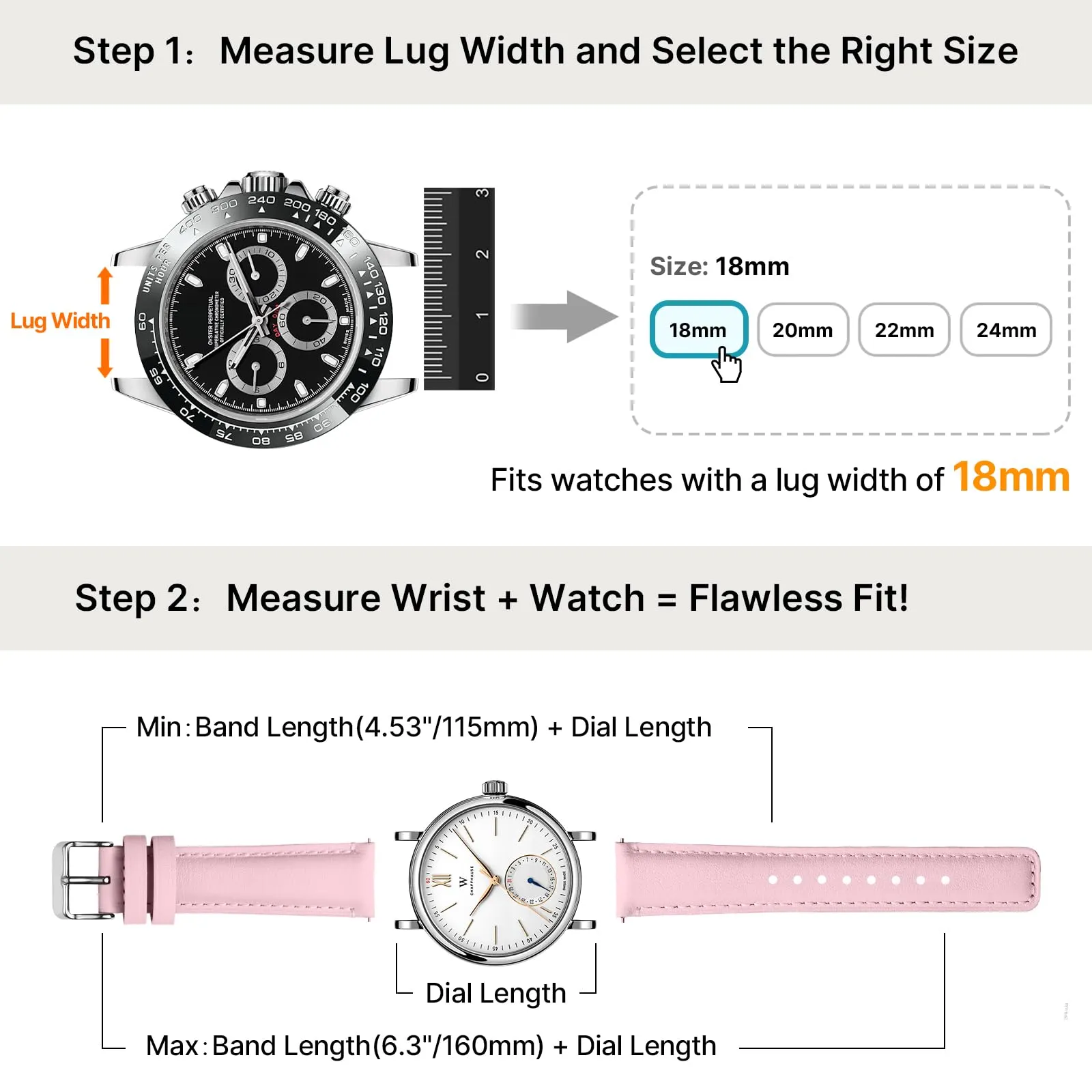 Fullmosa Cinturino in Pelle 18mm per Orologio e Smartwatch, Sgancio Rapido - immagine 4