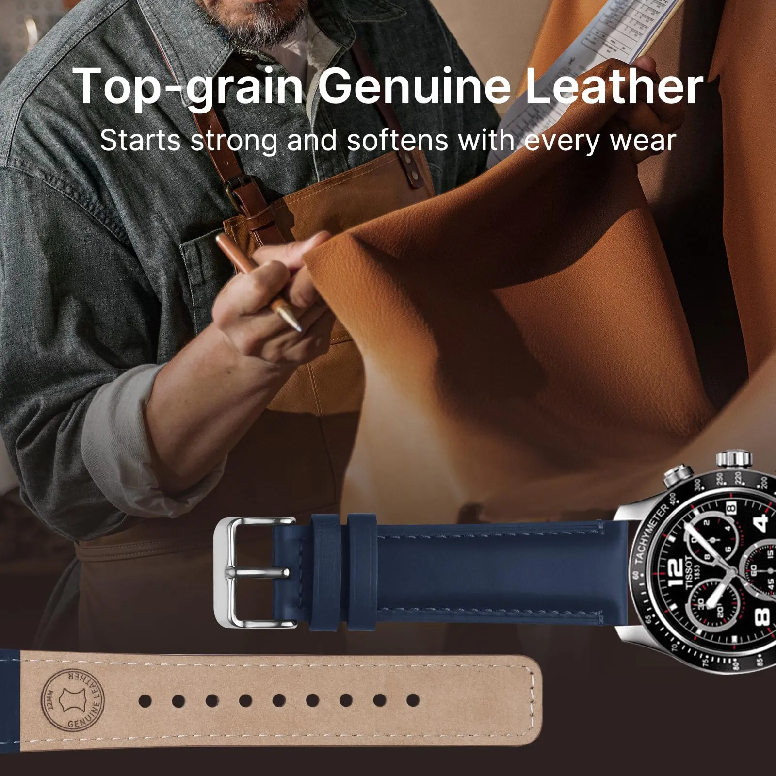 Fullmosa Cinturino in Pelle 22mm per Orologio e Smartwatch con Sgancio Rapido - immagine 3