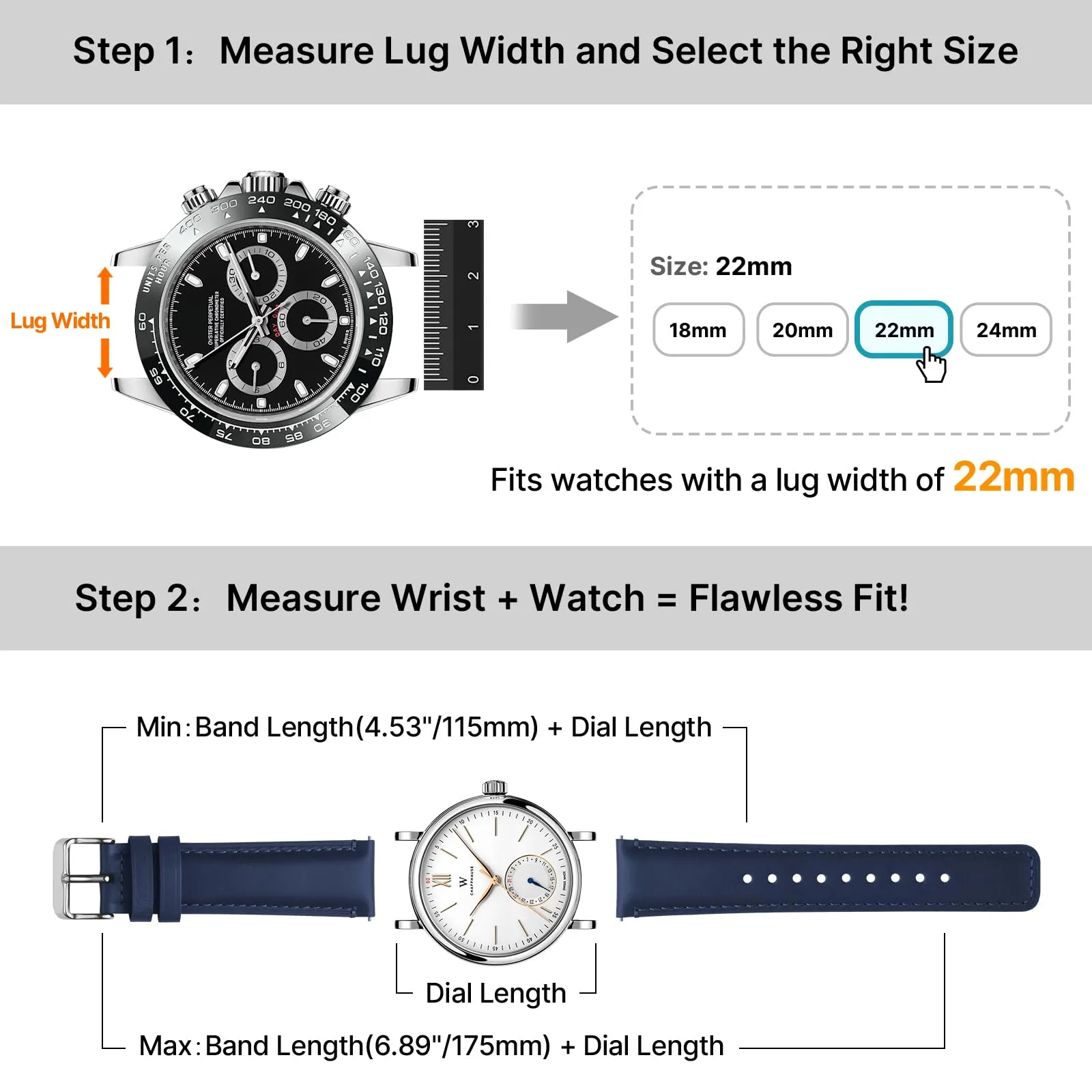 Fullmosa Cinturino in Pelle 22mm per Orologio e Smartwatch con Sgancio Rapido - immagine 4