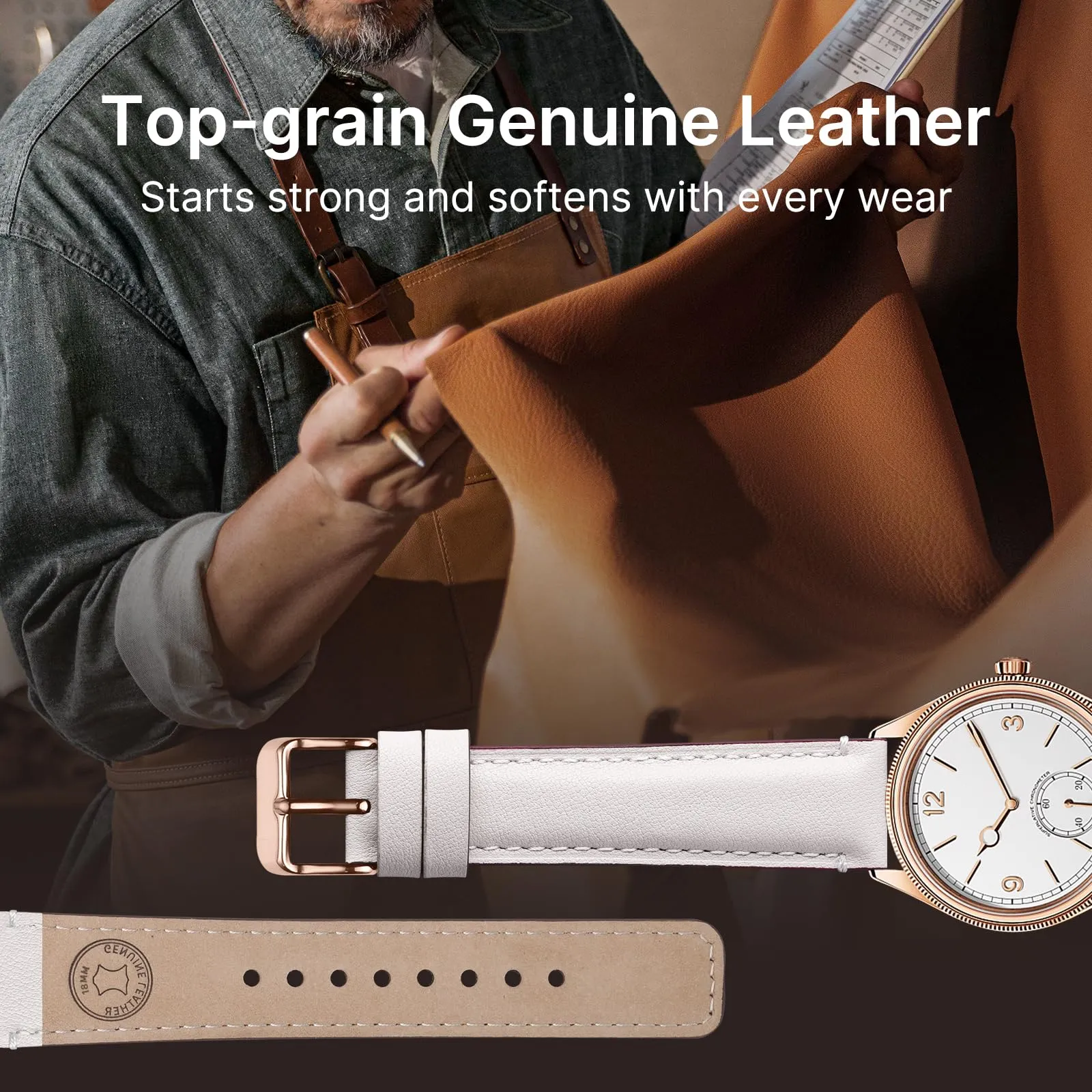 Fullmosa Cinturino in Pelle 18mm per Orologio e Smartwatch, Sgancio Rapido - immagine 3