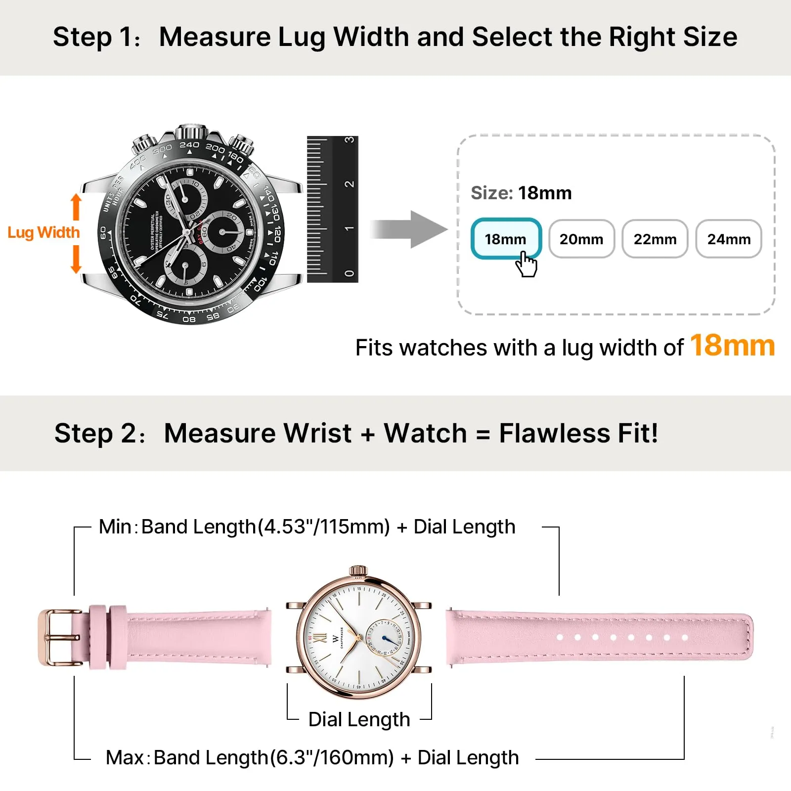 Fullmosa Cinturino in Pelle 18mm per Orologio e Smartwatch, Sgancio Rapido - immagine 4