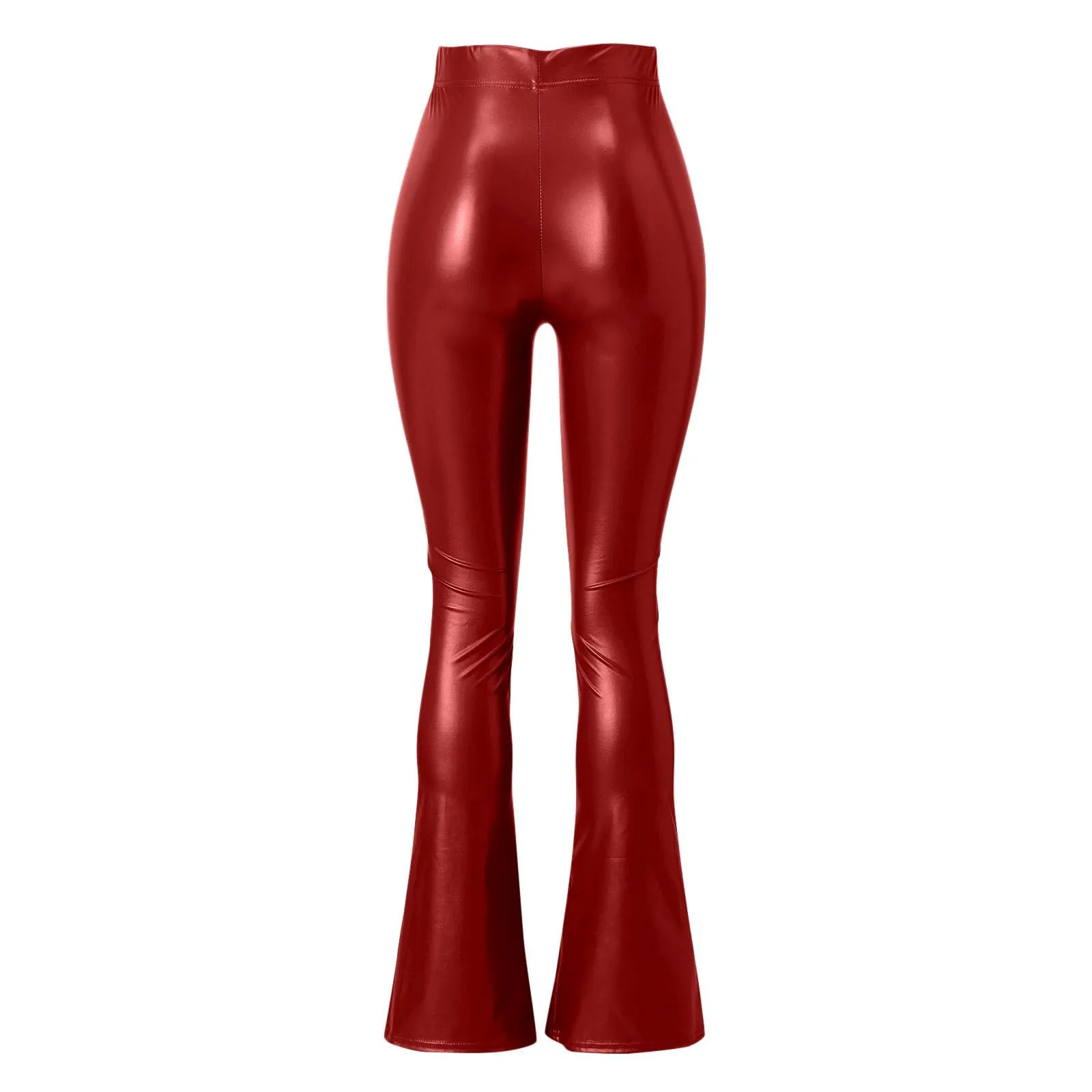 Duohropke Pantaloni Bootcut Donna a Vita Alta Effetto Pelle in Poliuretano - immagine 5