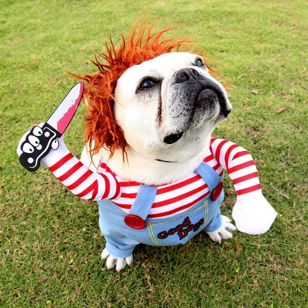 Bprtcra Costume da Bambola Assassina per Cani, Taglia L - immagine 1