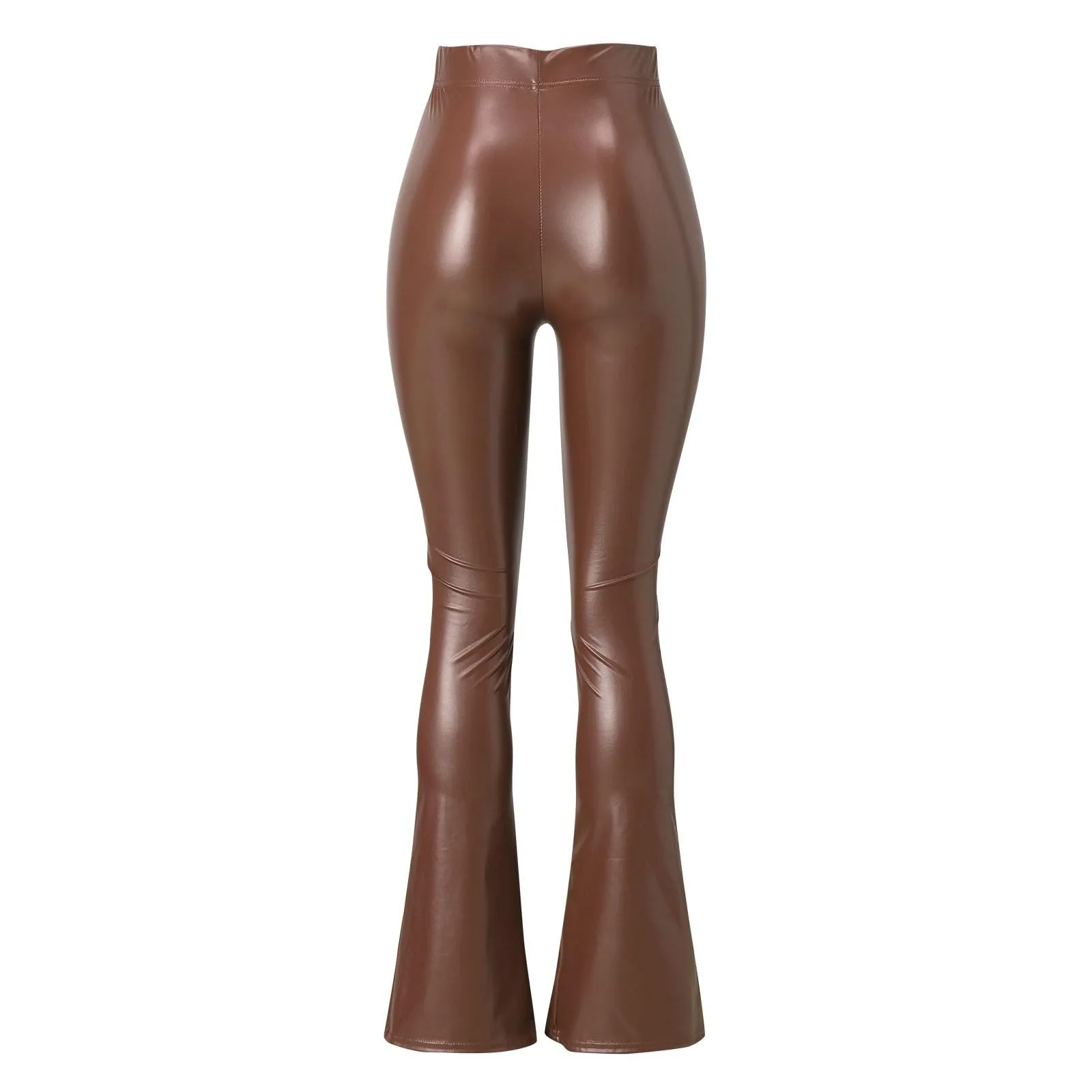 Duohropke Pantaloni Bootcut Donna a Vita Alta Effetto Pelle in Poliuretano - immagine 4