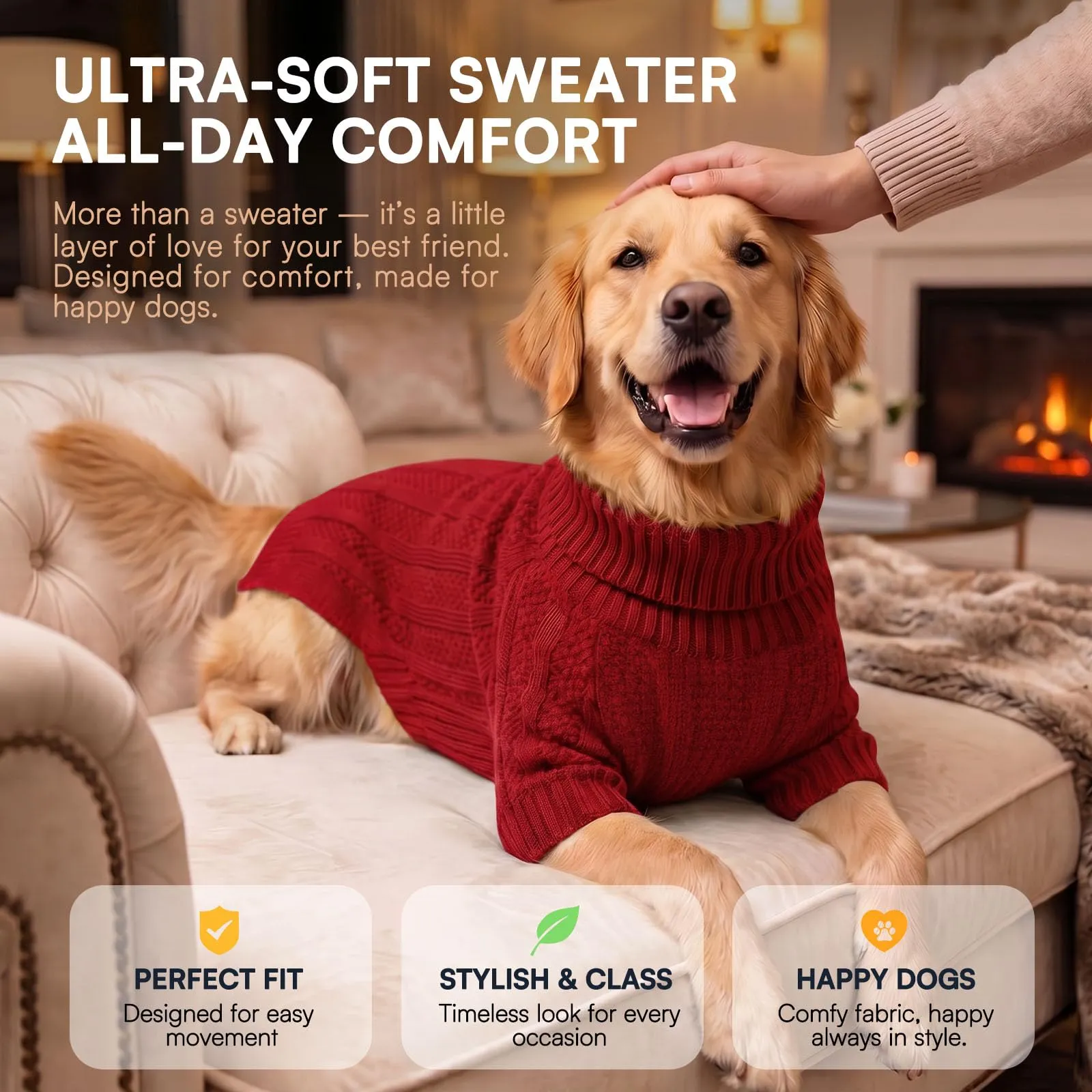 Queenmore Maglione per Cani e Gatti, Rosso, XS - immagine 6